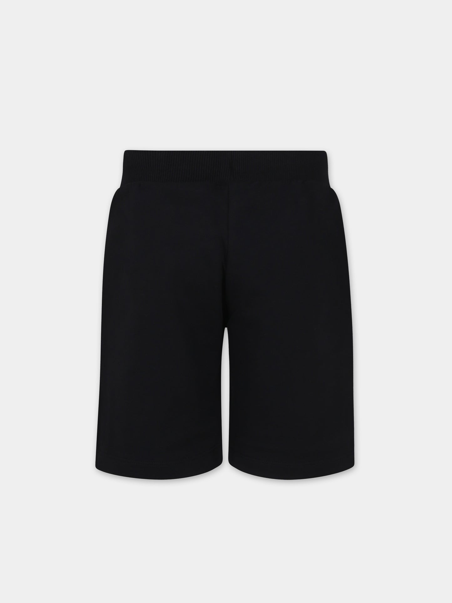 Shorts neri per bambini con Teddy Bers e logo,Moschino Kids,HUQ01O LCA19 60100