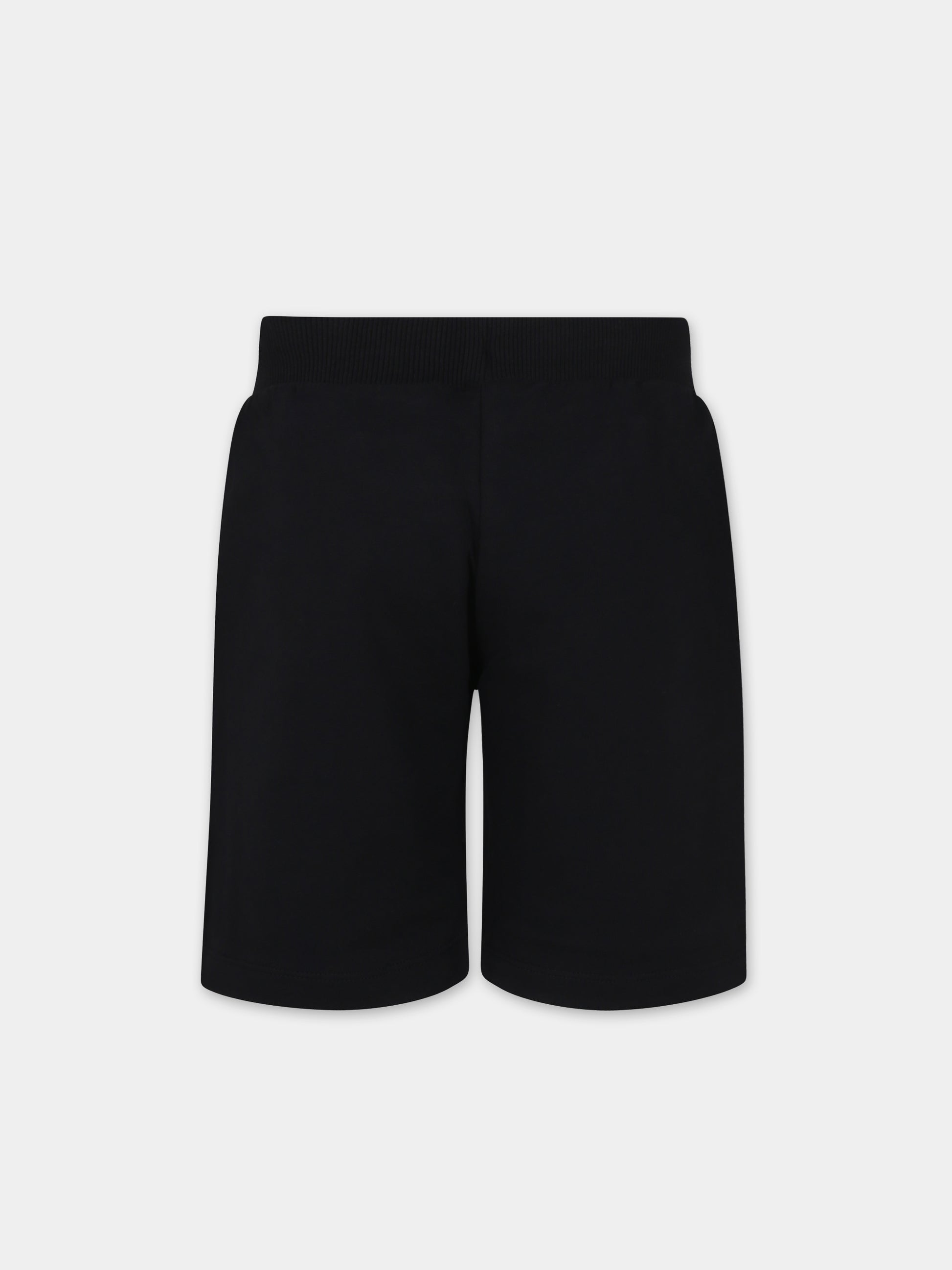 Shorts neri per bambini con Teddy Bers e logo,Moschino Kids,HUQ01O LCA19 60100