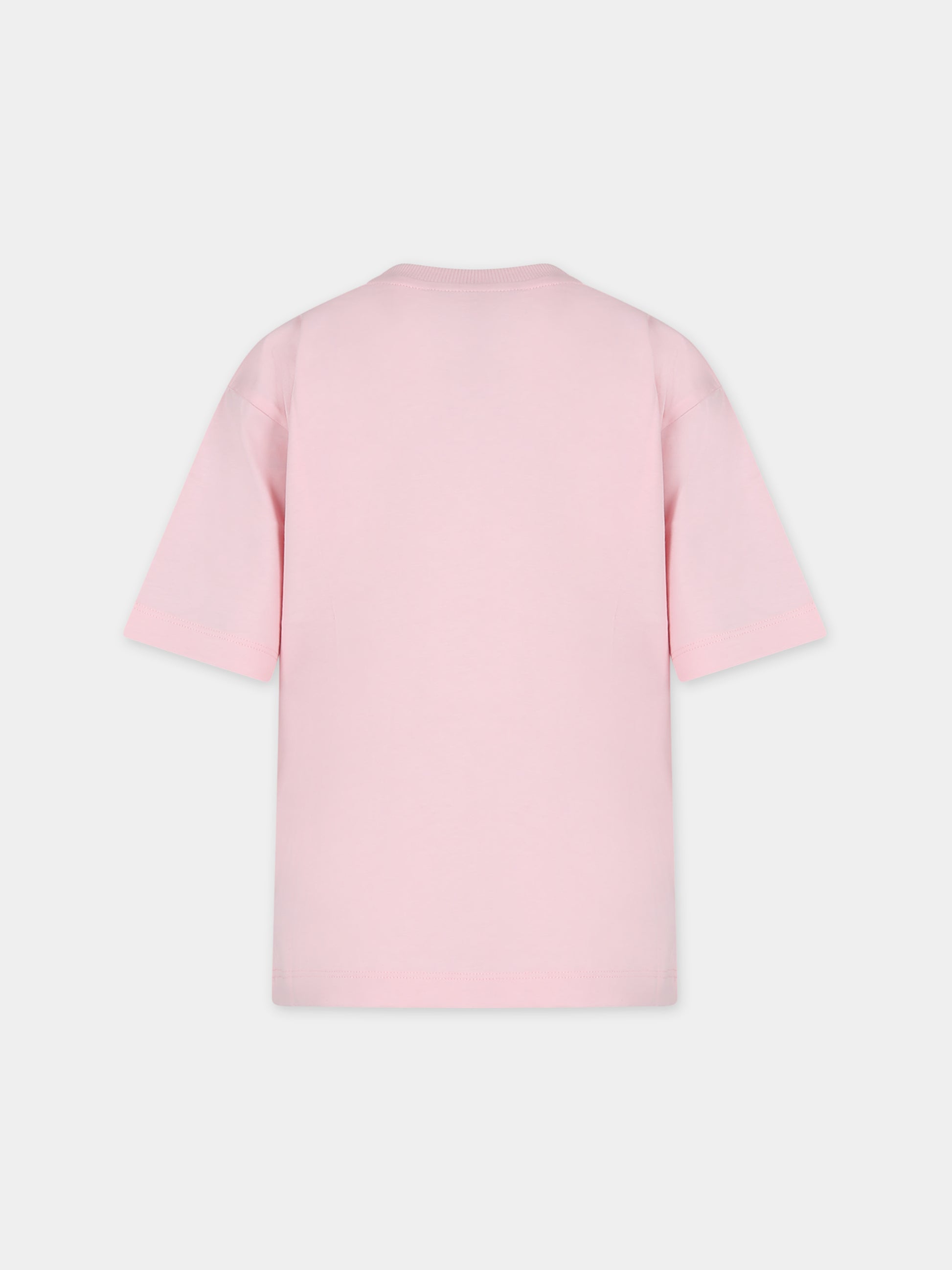 T-shirt rosa per bambina con Teddy Bear e logo,Moschino Kids,HVM03R LAA02 50209