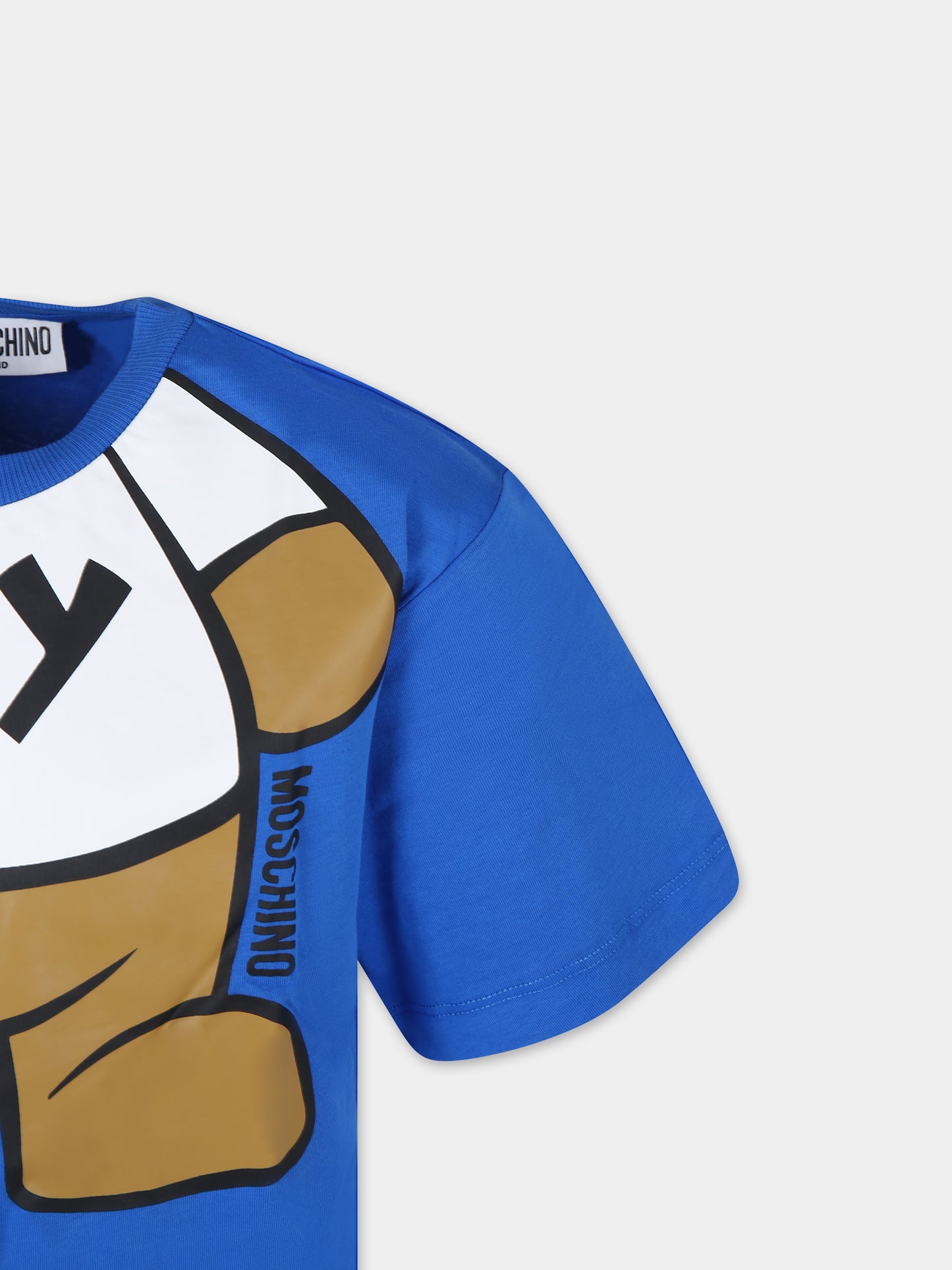 T-shirt blu per bambino con Teddy Bear,Moschino Kids,HXM03R LAA33 40289