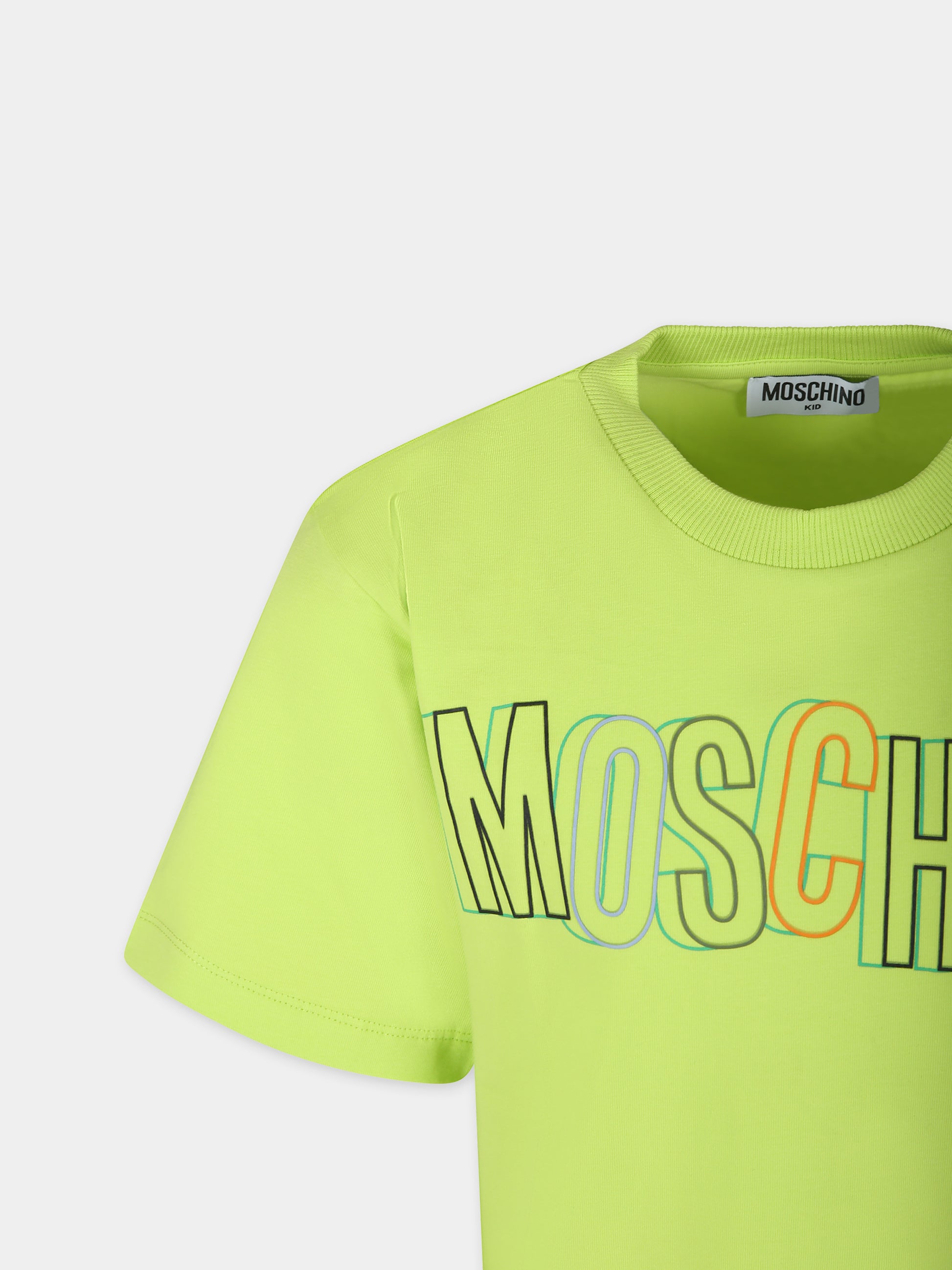 T-shirt gialla per bambino con logo,Moschino Kids,HZM03S LBA10 30125