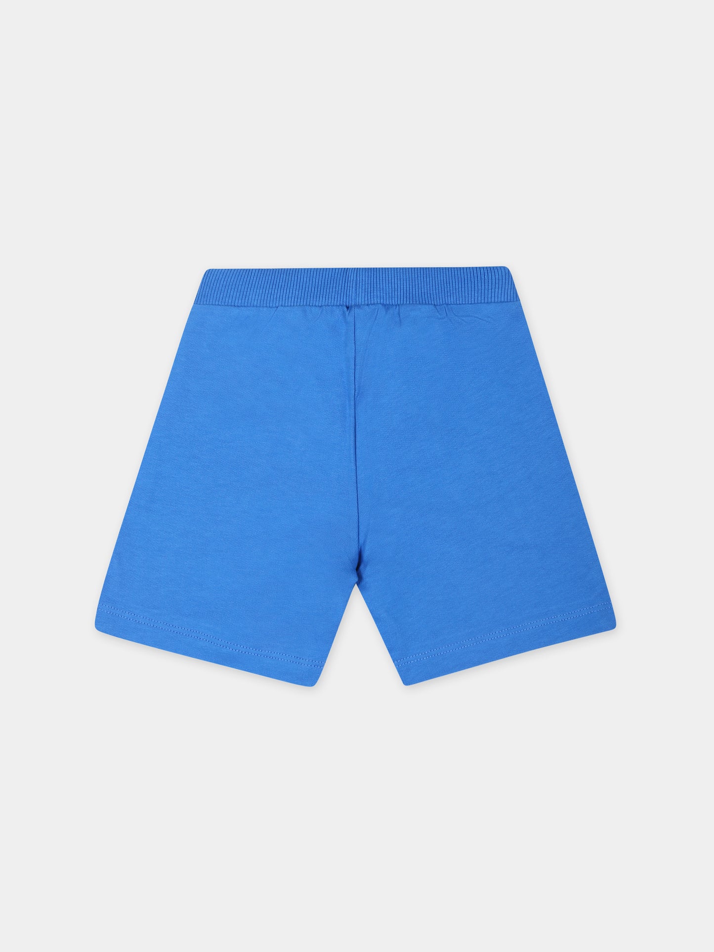 Shorts blu per neonato con Teddy Bears e logo,Moschino Kids,MNQ00N LCA19 40289