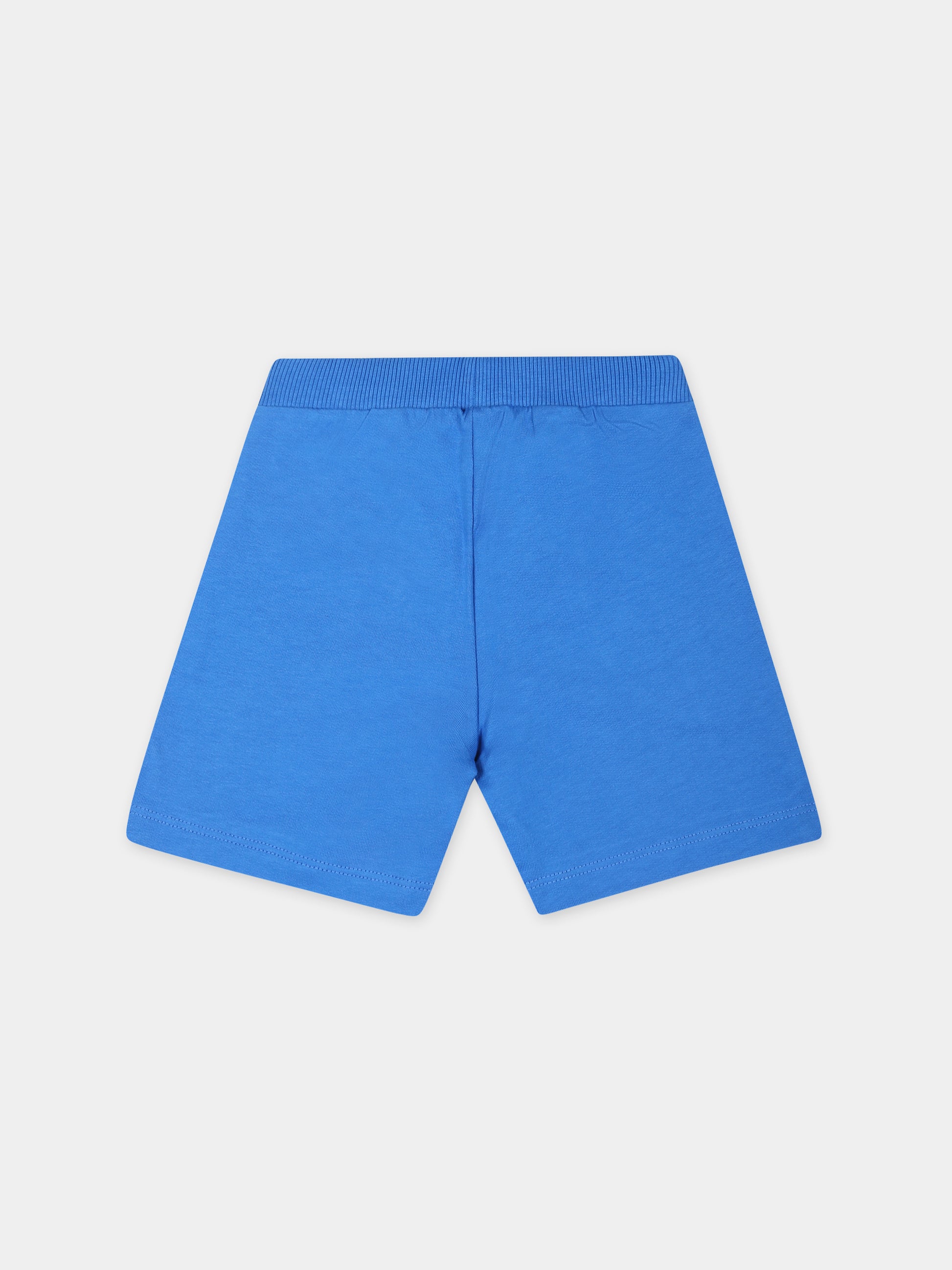 Shorts blu per neonato con Teddy Bears e logo,Moschino Kids,MNQ00N LCA19 40289