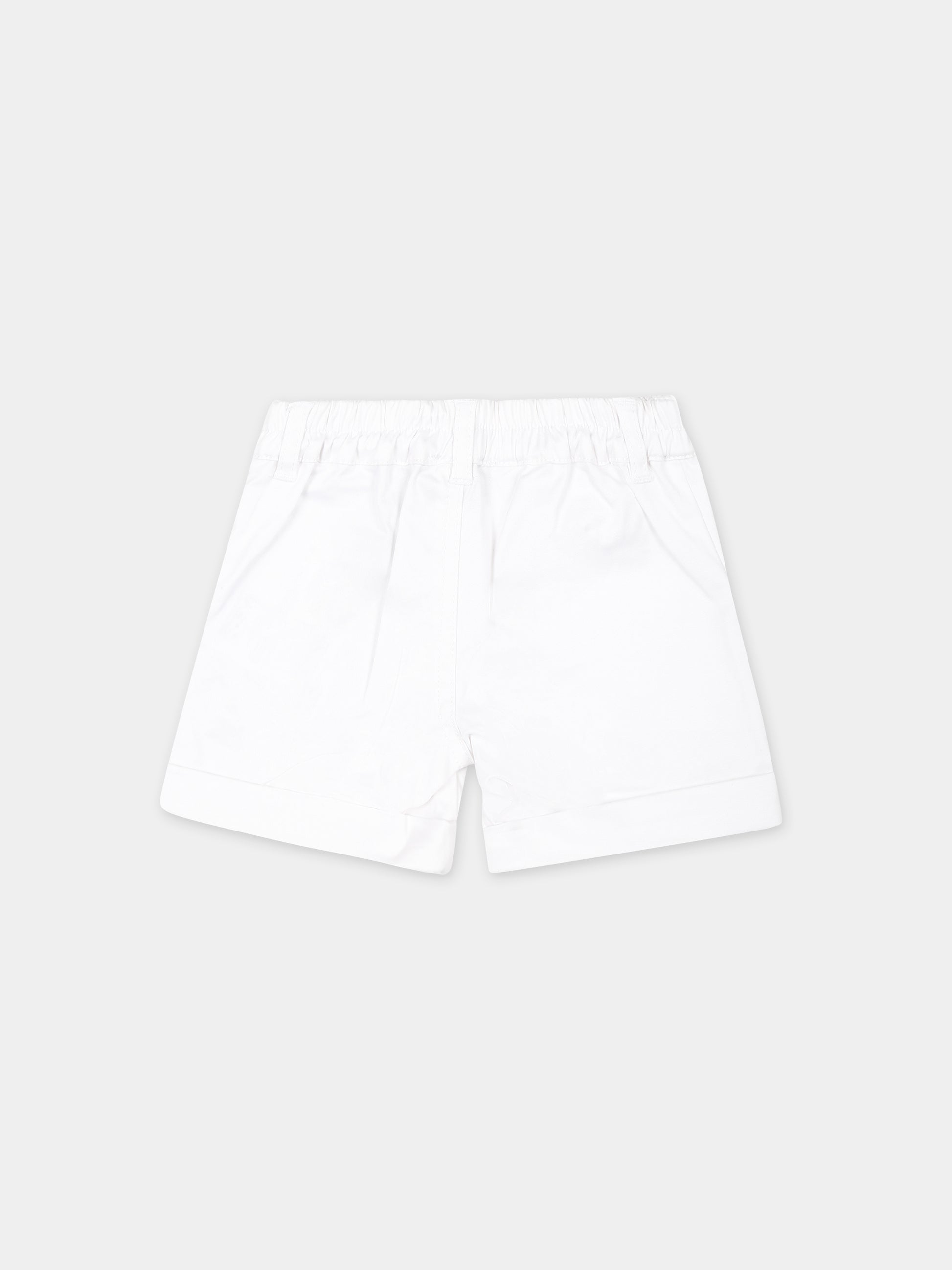 Shorts bianchi per neonato con Teddy Bear e logo,Moschino Kids,MUQ012 LPA01 10101