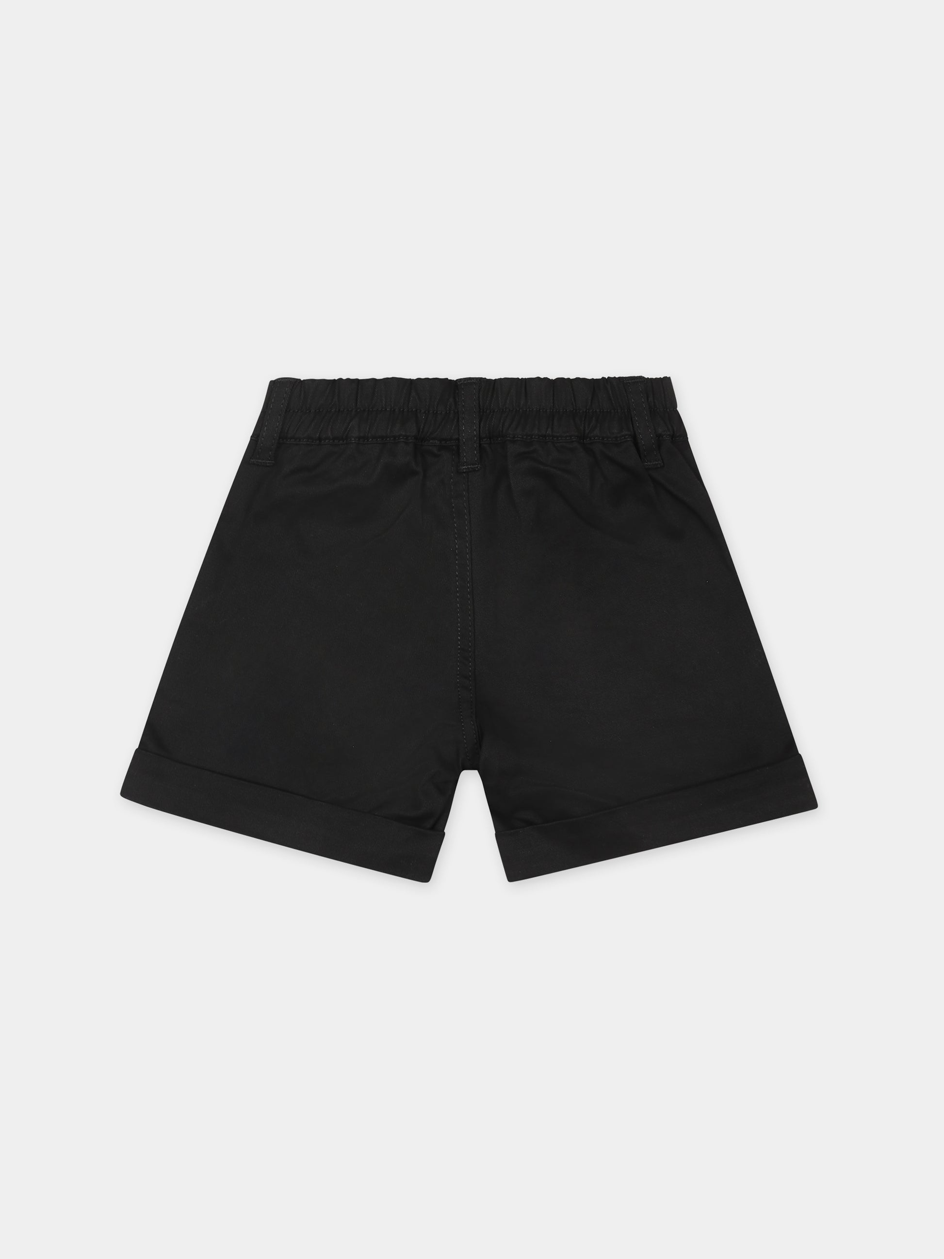 Shorts neri per neonato con Teddy Bear e logo,Moschino Kids,MUQ012 LPA01 60100