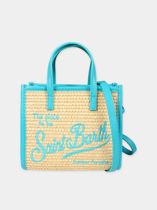 Borsa mare beige per bambina con logo verde,Mc2 Saint Barth,VIVM001 00249F