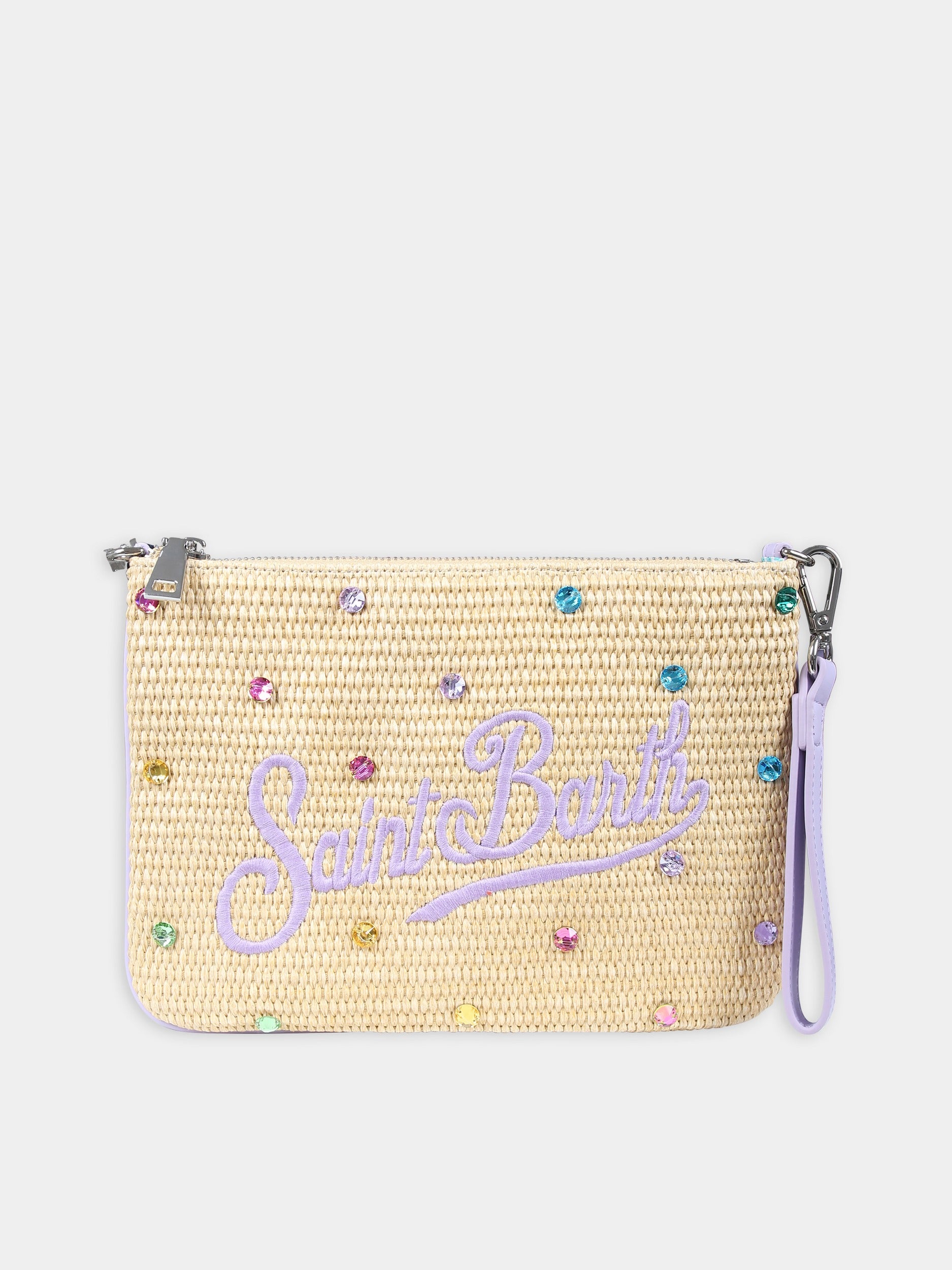 Pochette beige per bambina con strass e logo,Mc2 Saint Barth,PAR0021 00057F