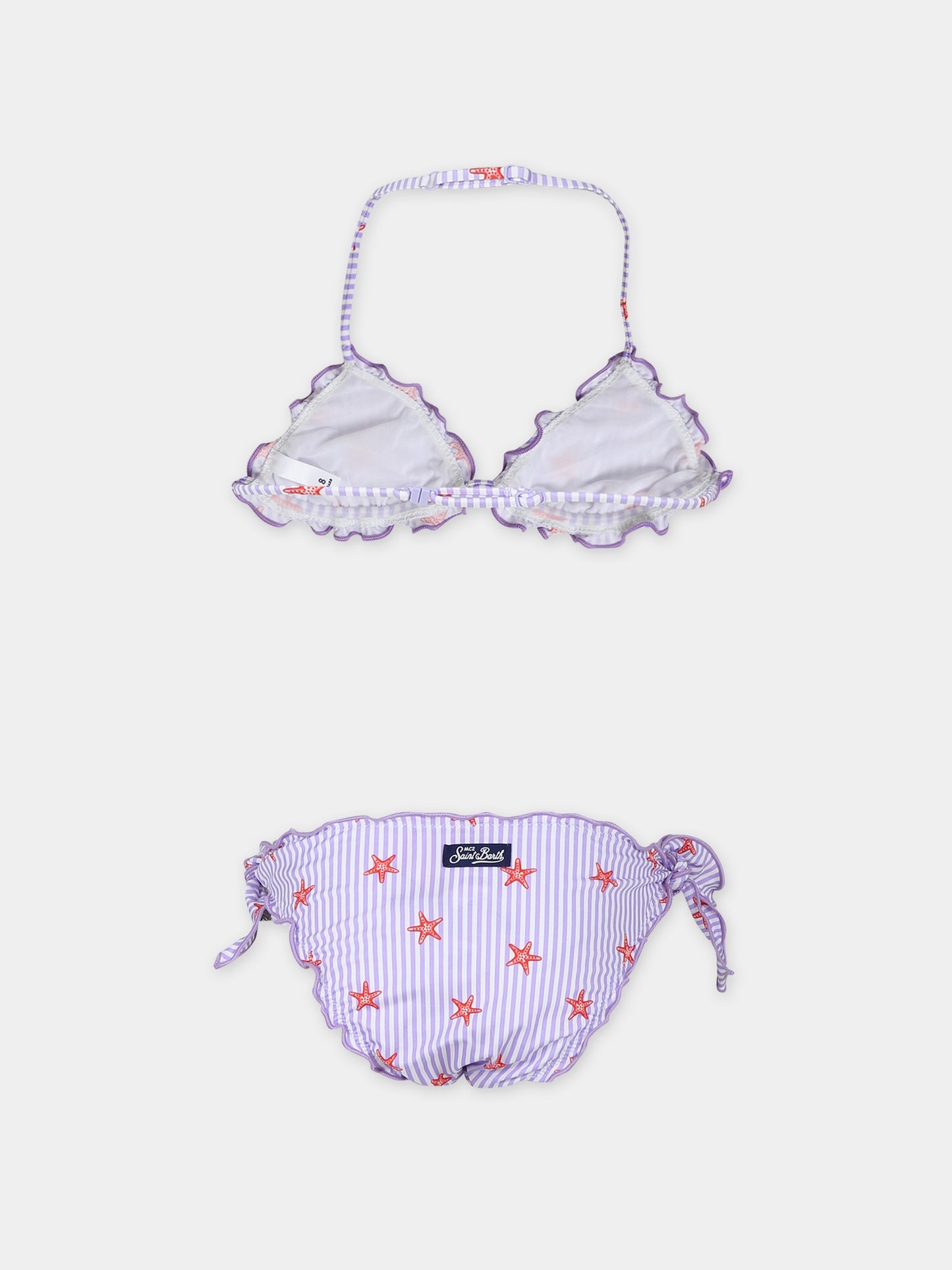 Bikini viola per bambina con stampa stelle marine,Mc2 Saint Barth,CRIS001 01100F