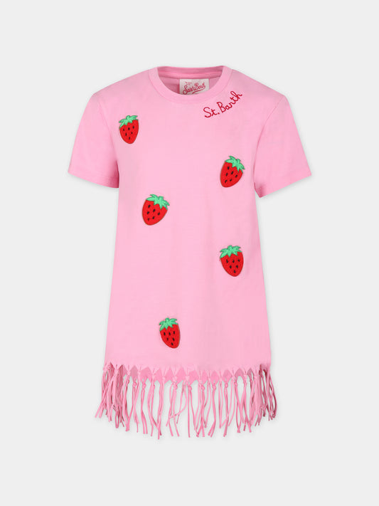 Vestito rosa per bambina con fragole,Mc2 Saint Barth,ABY0001 02547F