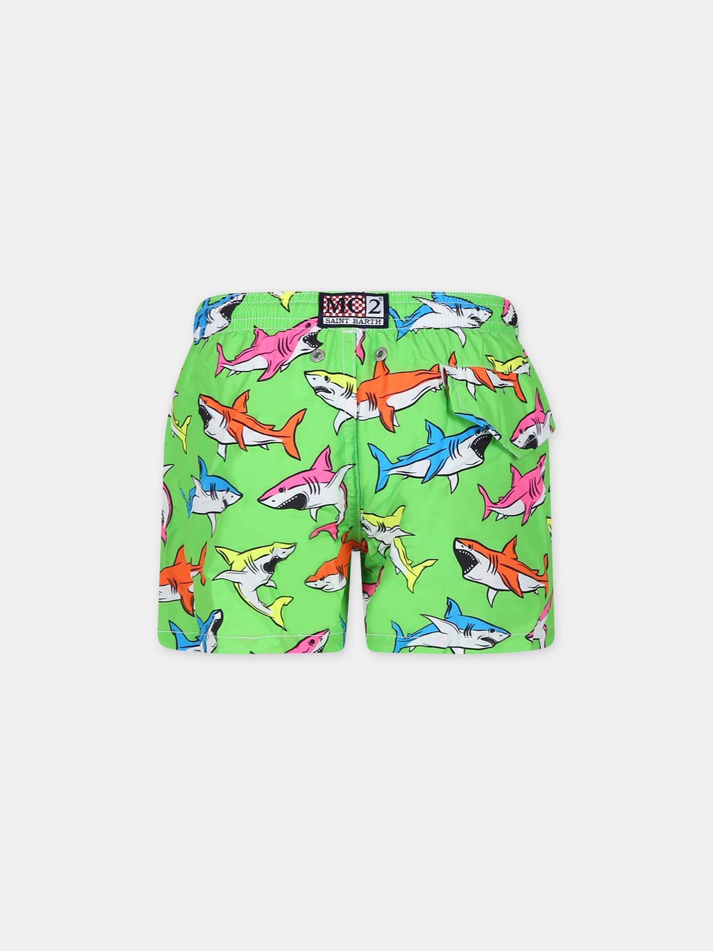 Boxer mare verde per bambino con stampa squalo,Mc2 Saint Barth,JEA0004 00556D
