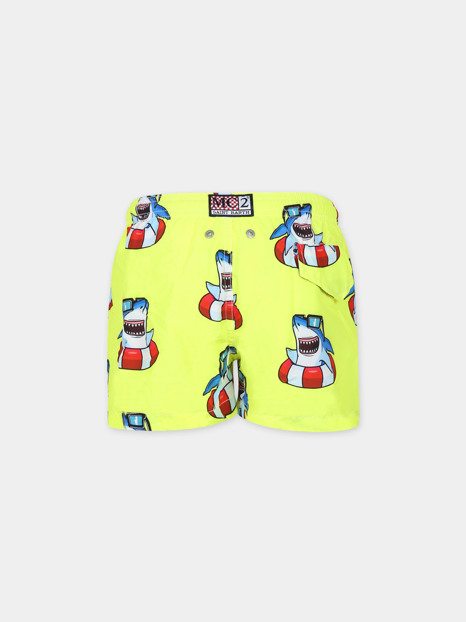 Boxer mare giallo per bambino con stampa squalo,Mc2 Saint Barth,JEA0004 05486D