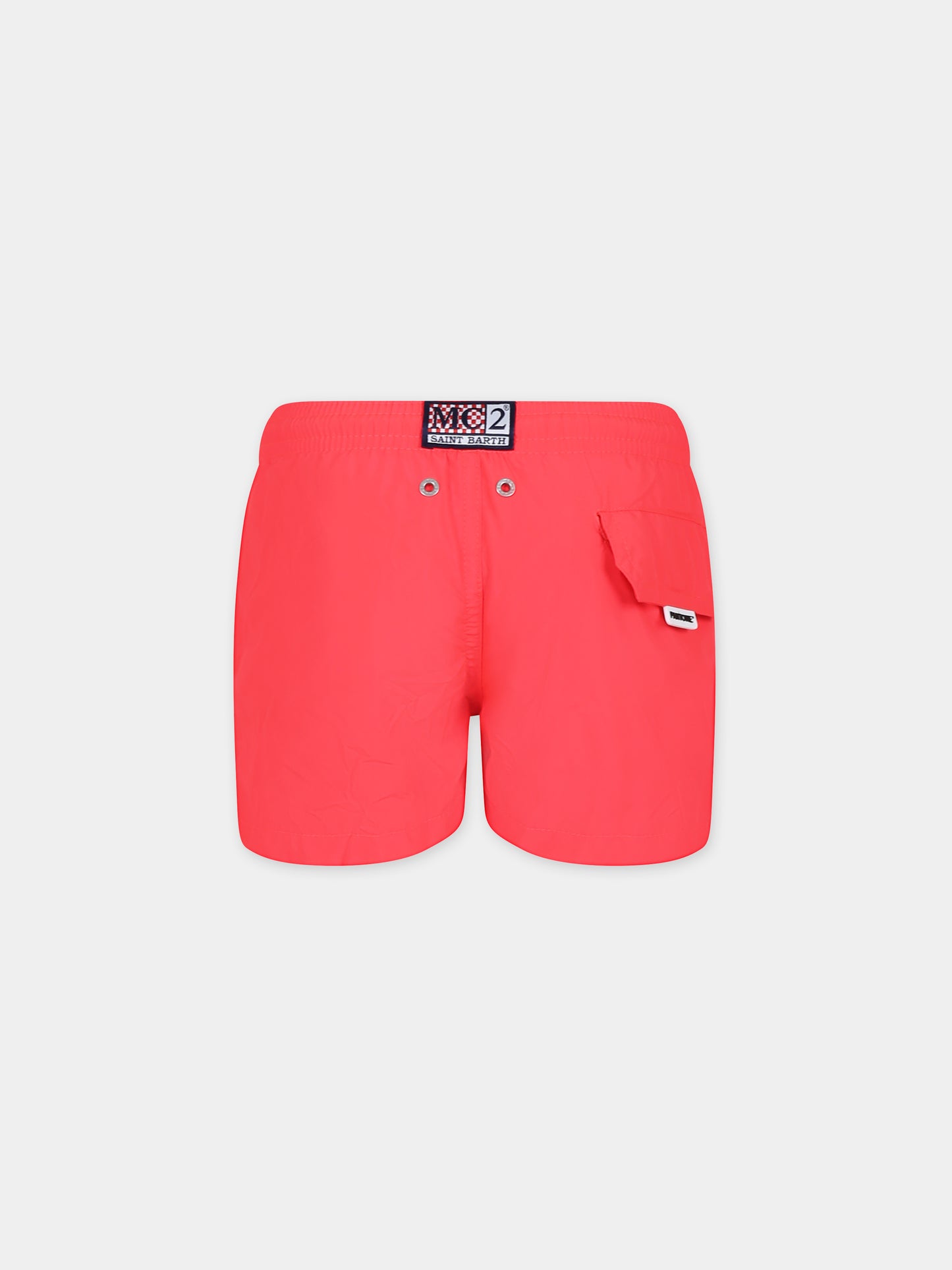 Boxer mare rosso per bambino con logo,Mc2 Saint Barth,JEA0012 01314F