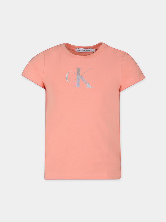 T-shirt rosa per bambina con logo,Calvin Klein Kids,24SCKIG0IG02433J TZZ