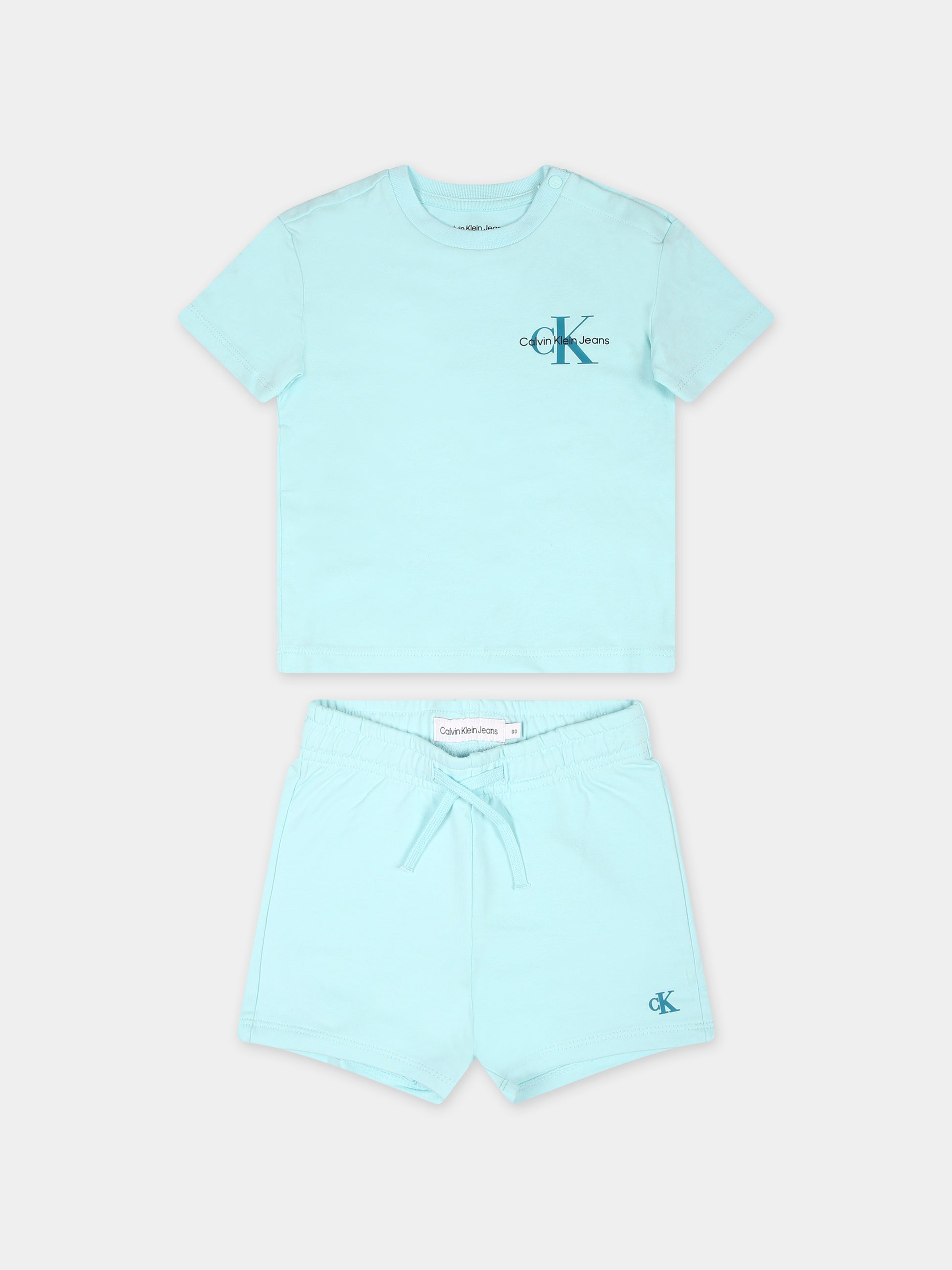Completo celeste per neonati con logo,Calvin Klein Kids,24SCKIN0IN00176 CCP