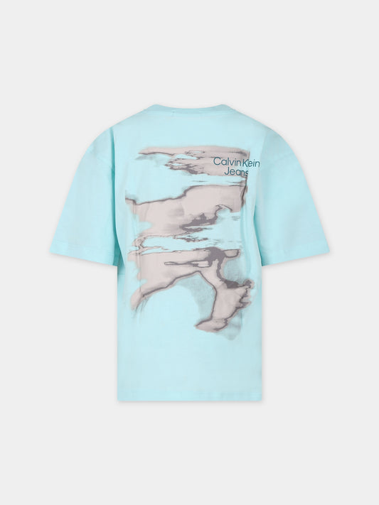 T-shirt celeste per bambino con logo,Calvin Klein Kids,24SCKIB0IB02034T CCP