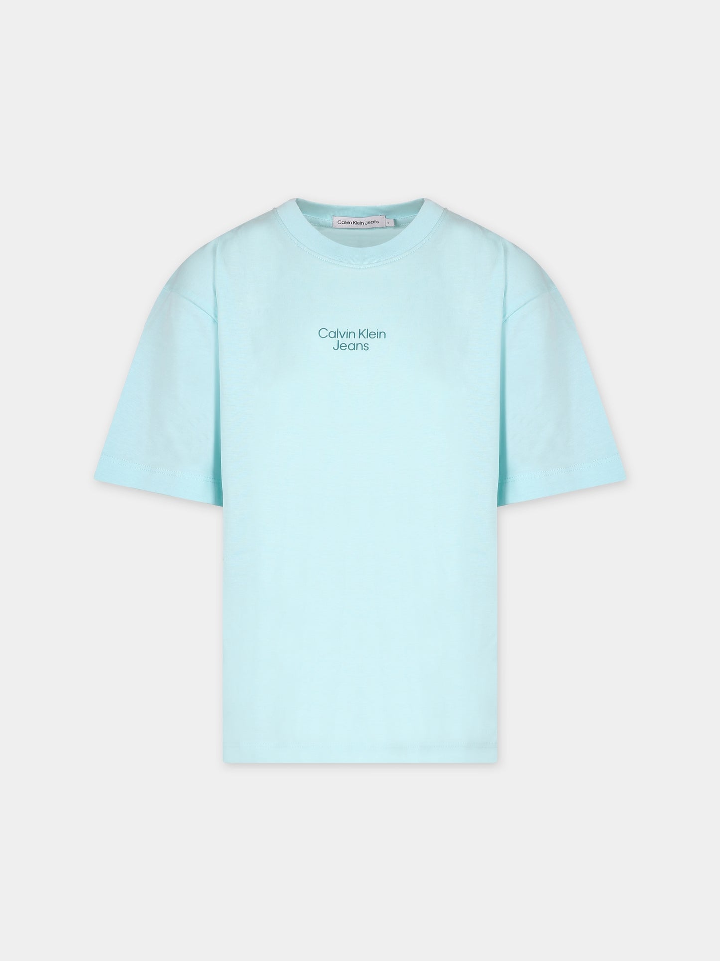 T-shirt celeste per bambino con logo,Calvin Klein Kids,24SCKIB0IB02034T CCP