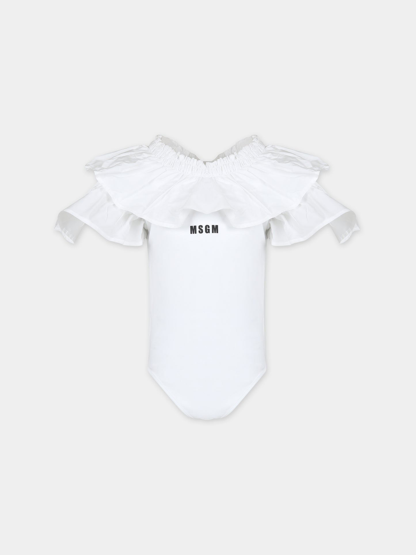 Body bianco per bambina con logo,Msgm Kids,MS028927 001
