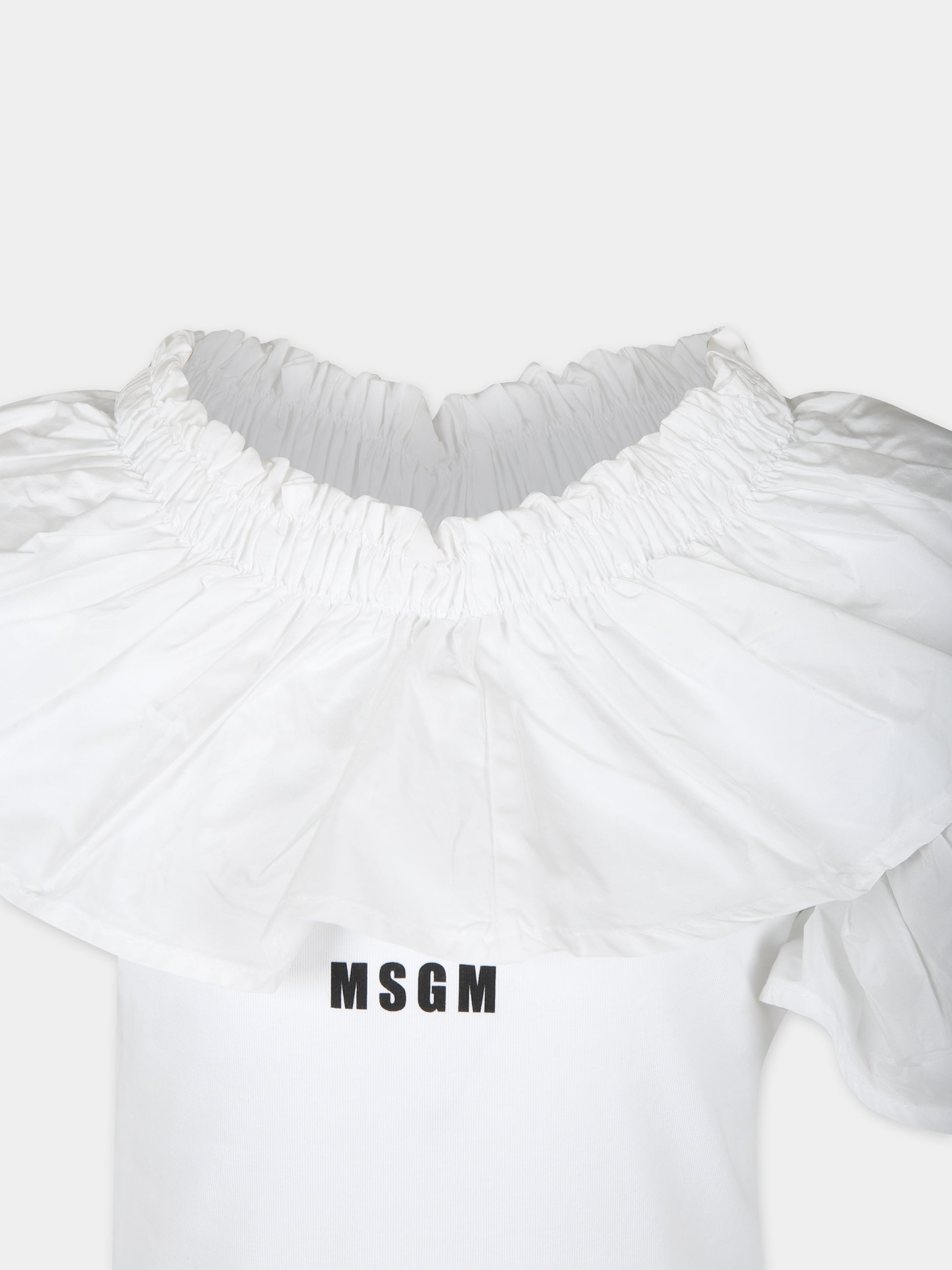 Body bianco per bambina con logo,Msgm Kids,MS028927 001