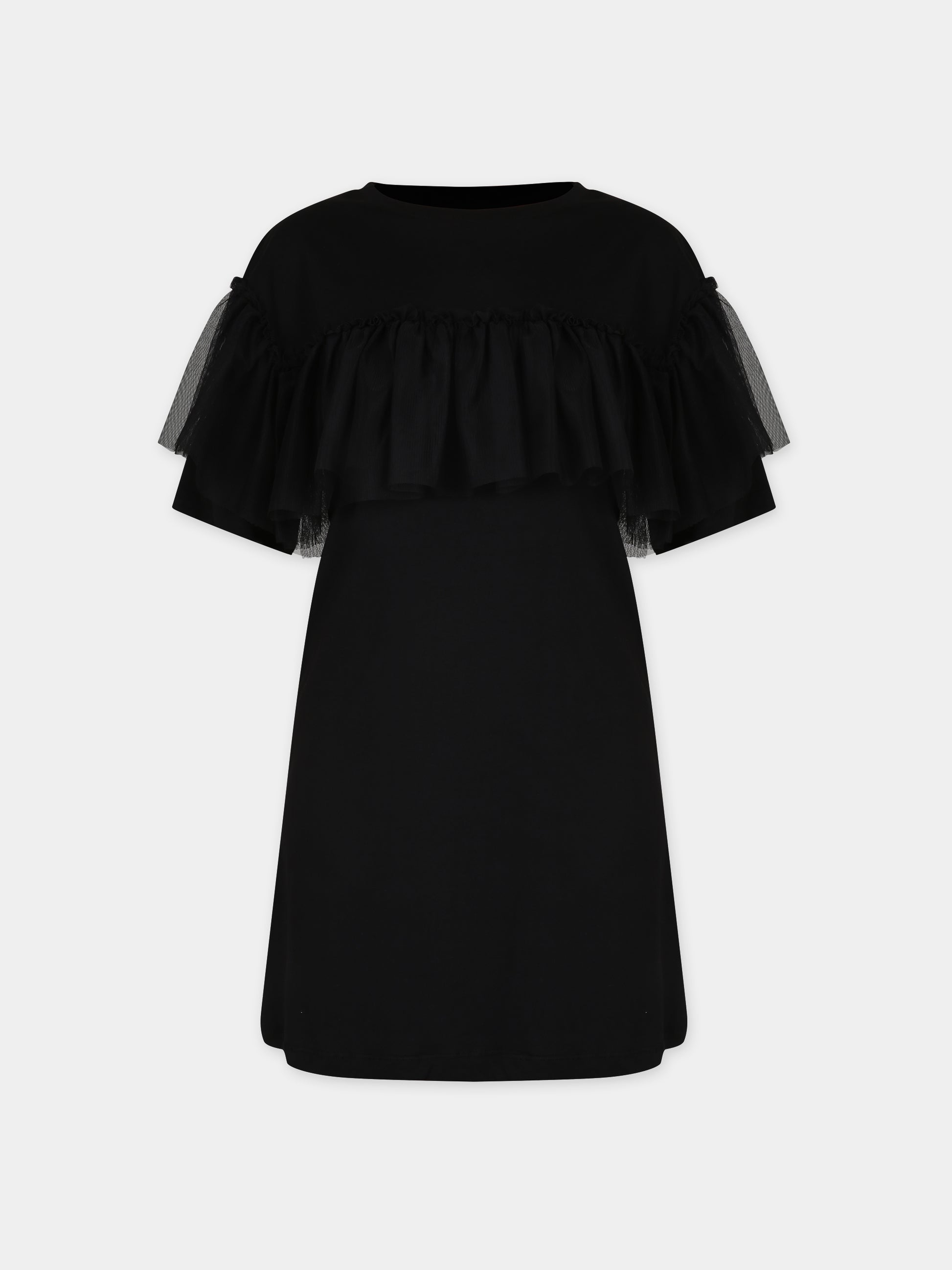 Vestito nero per bambina con logo,Msgm Kids,MS029442 110