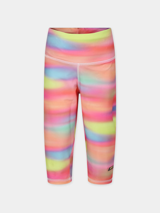 Leggings multicolor per bambina con stampa tie dye,Msgm Kids,MS028770 200