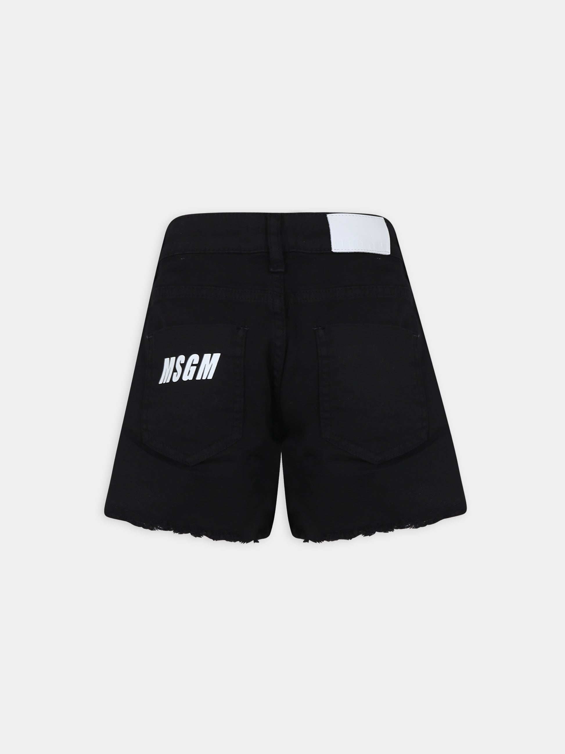 Shorts neri per bambina con logo,Msgm Kids,MS028786 110