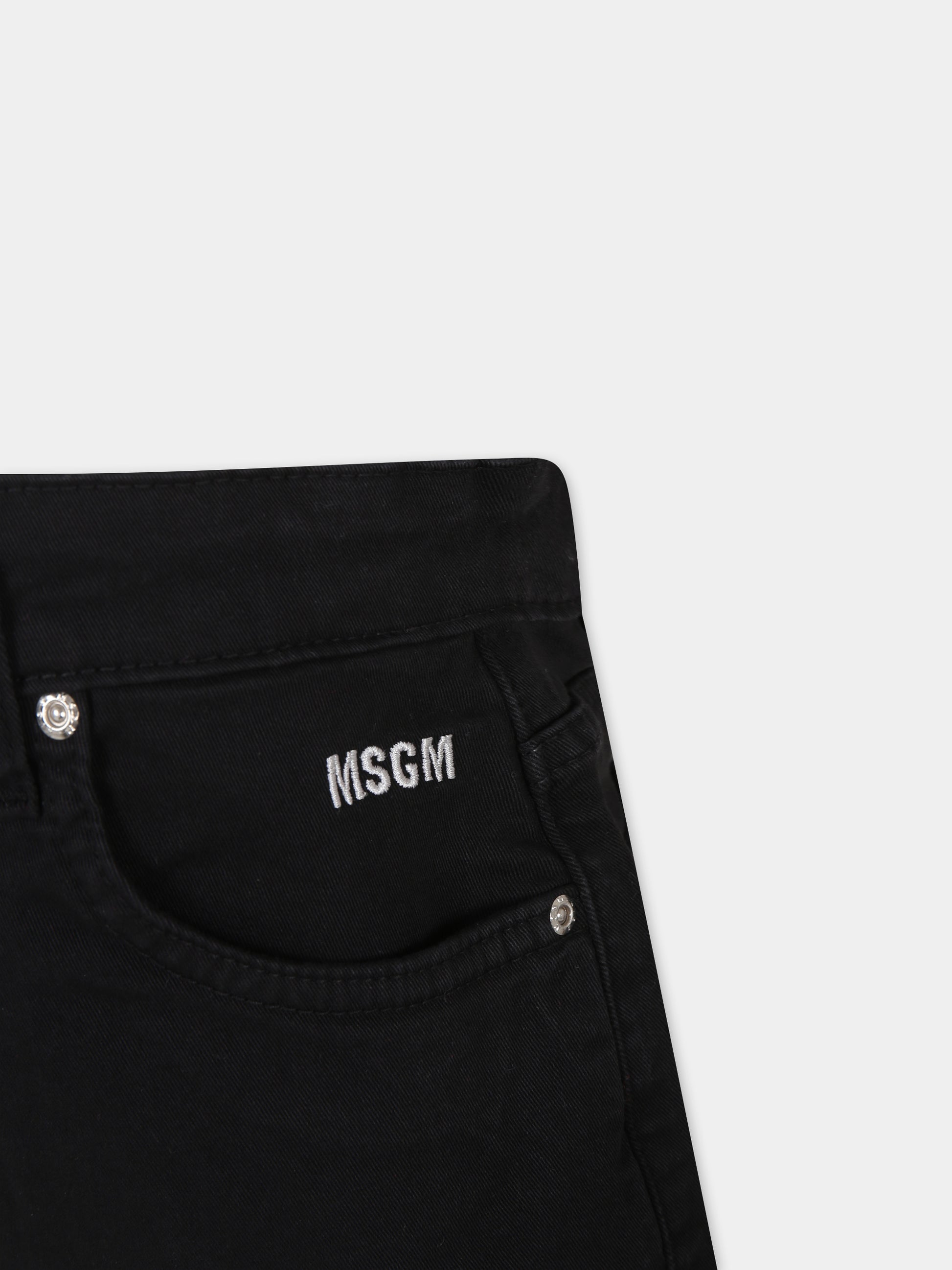 Shorts neri per bambina con logo,Msgm Kids,MS028786 110