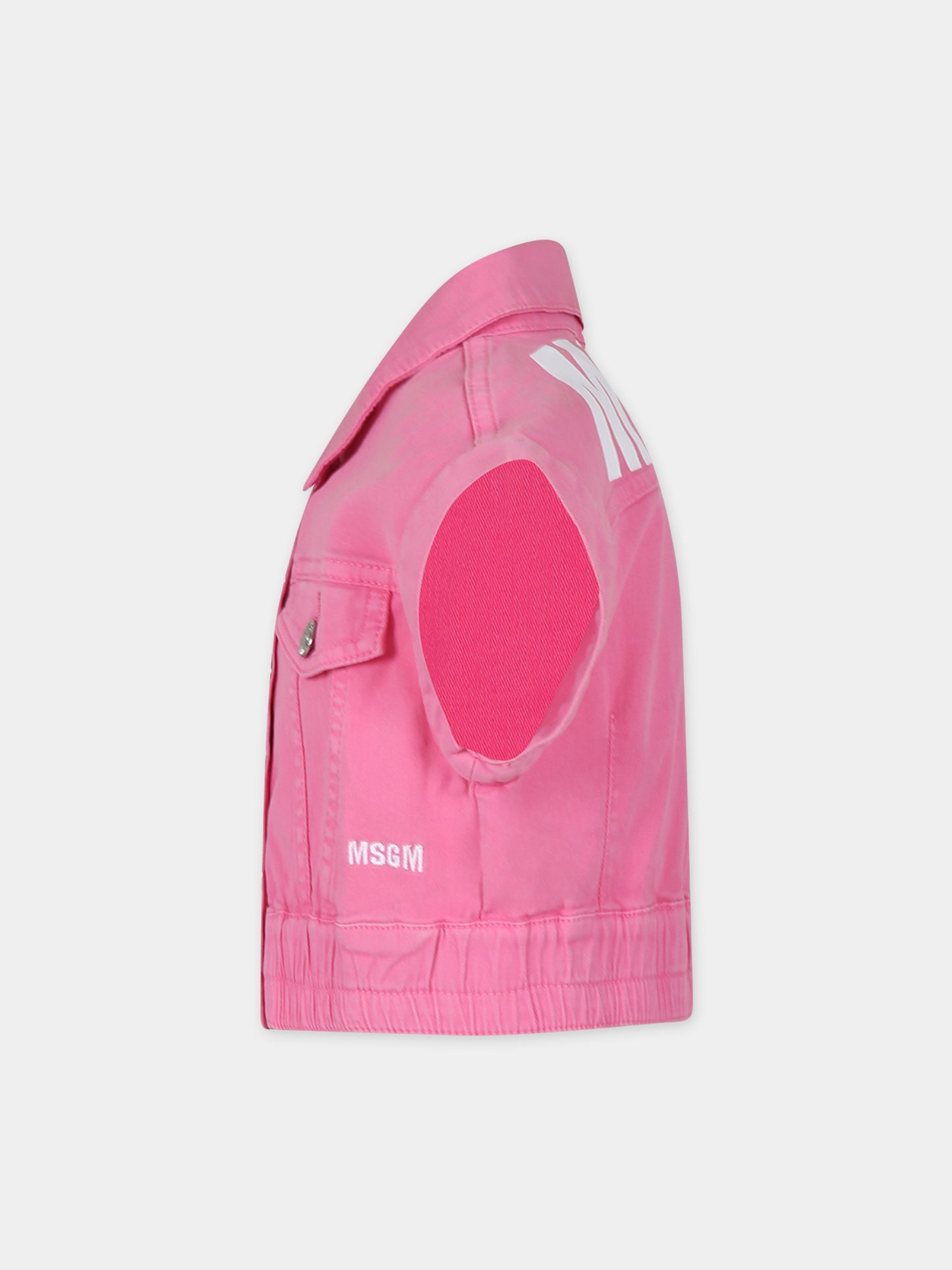 Giacca rosa per bambina con logo,Msgm Kids,MS028802 042