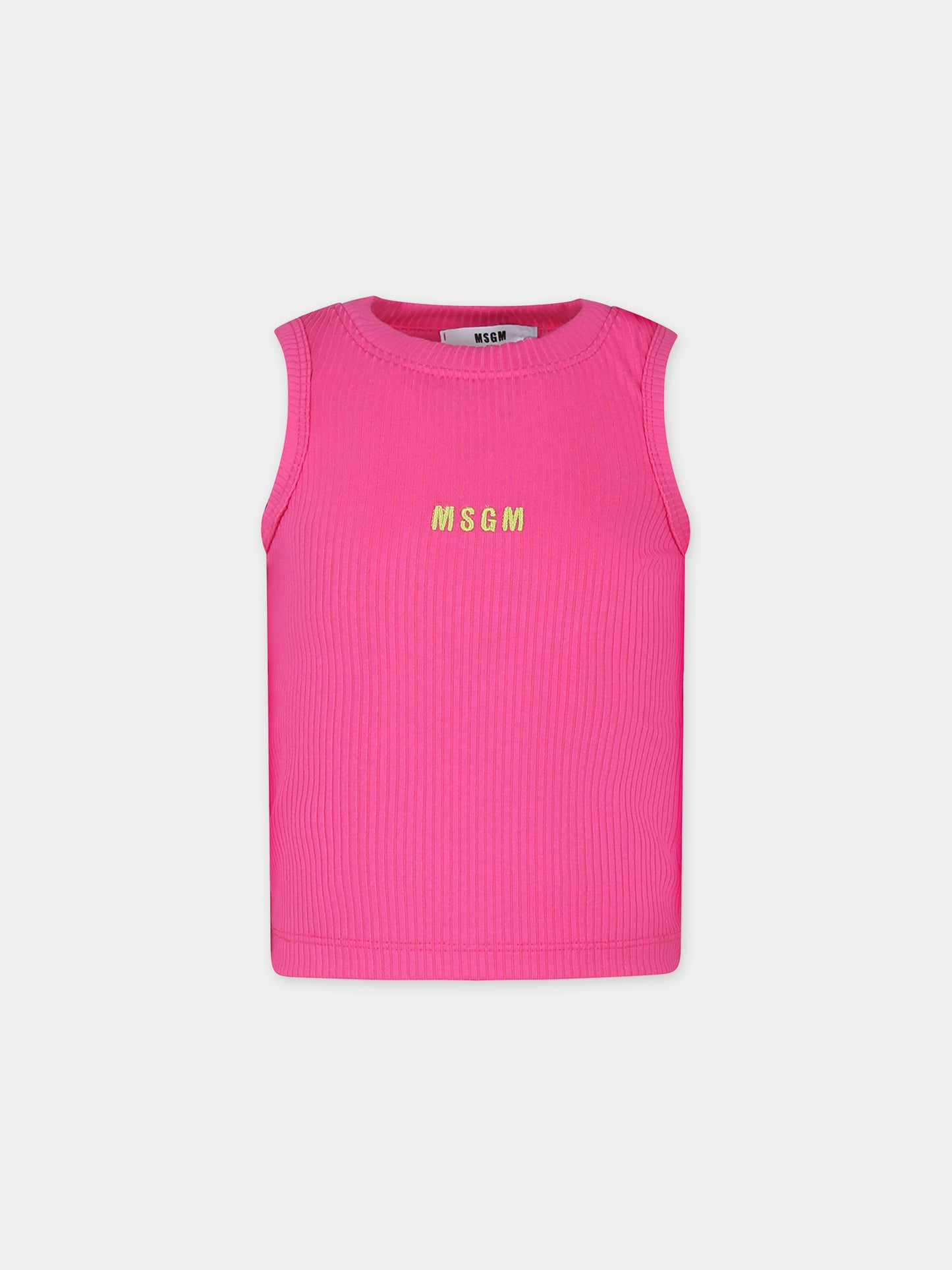 Canotta fucsia per bambina con logo,Msgm Kids,MS028861 044
