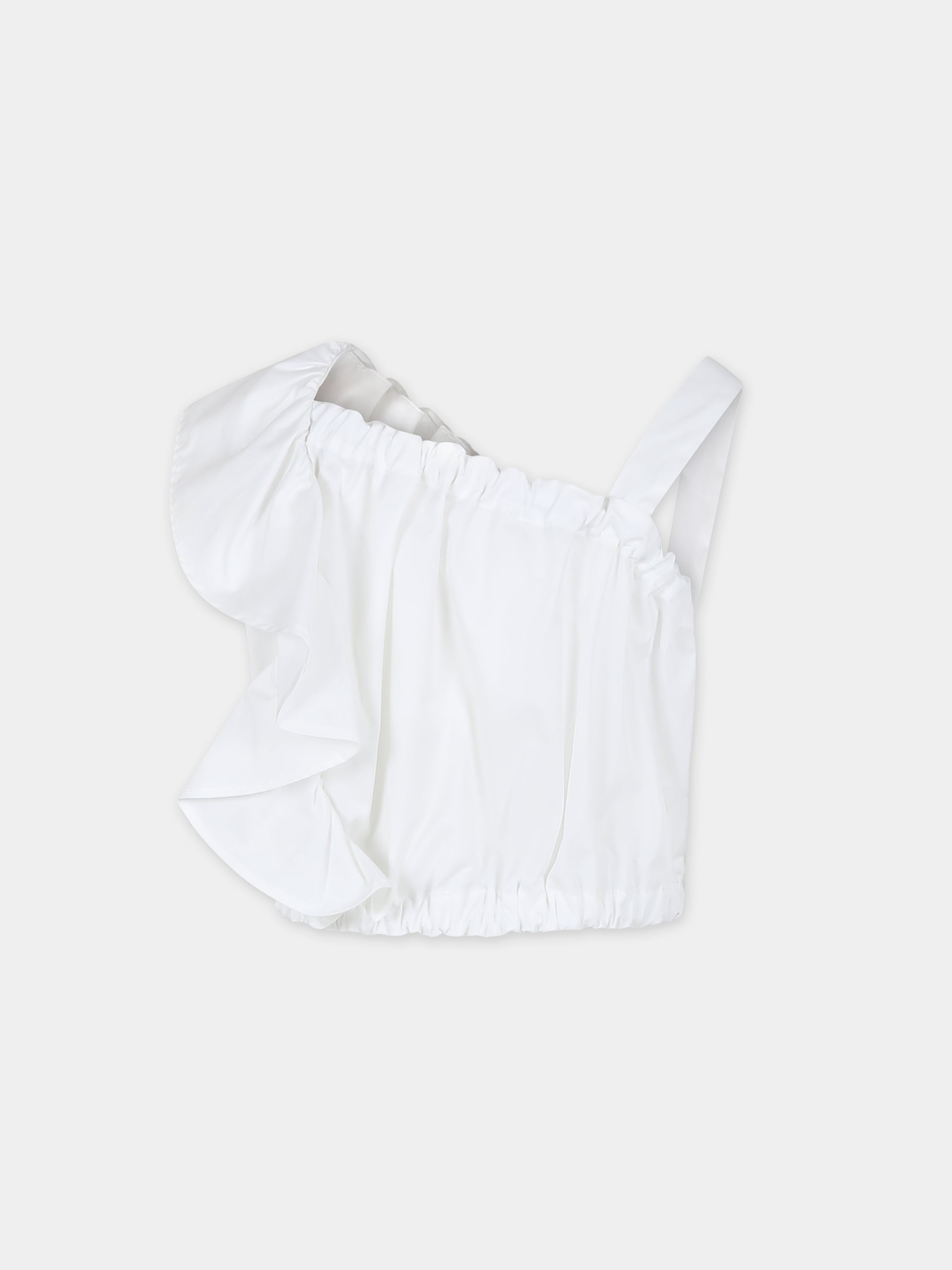 Top bianco crop per bambina con logo,Msgm Kids,MS028864 001