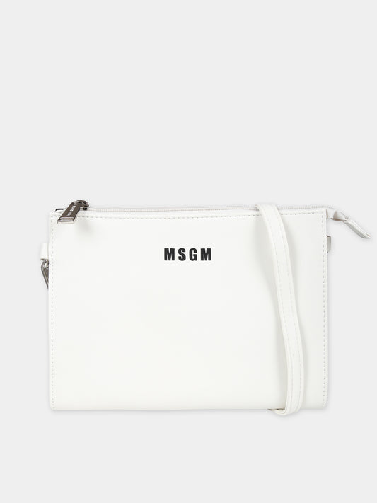 Borsa avorio per bambina con logo,Msgm Kids,MS029348 002