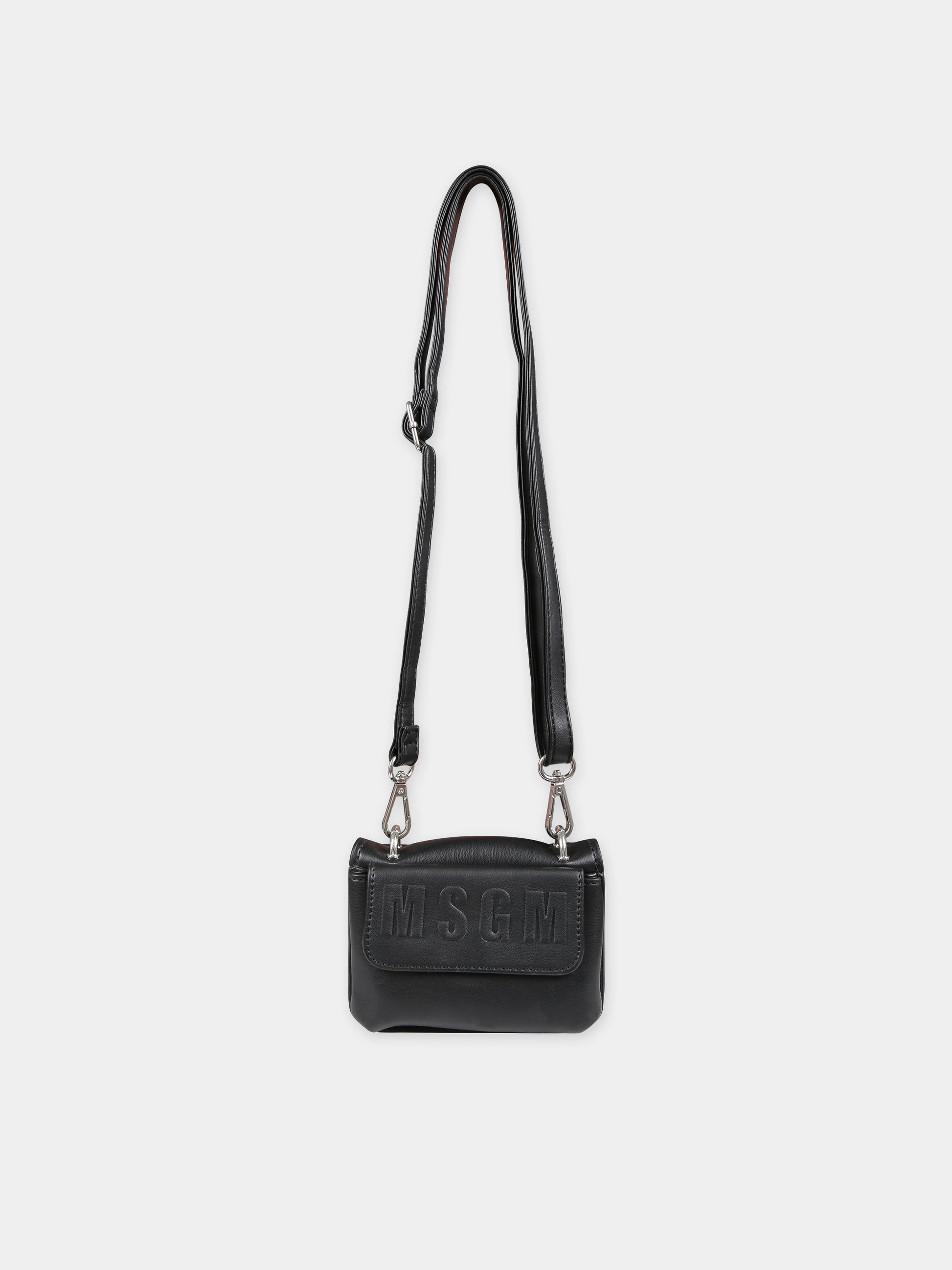 Borsa nera per bambina con logo,Msgm Kids,MS029349 110