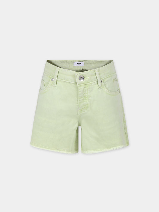 Shorts verdi per bambina con logo,Msgm Kids,MS029374 086