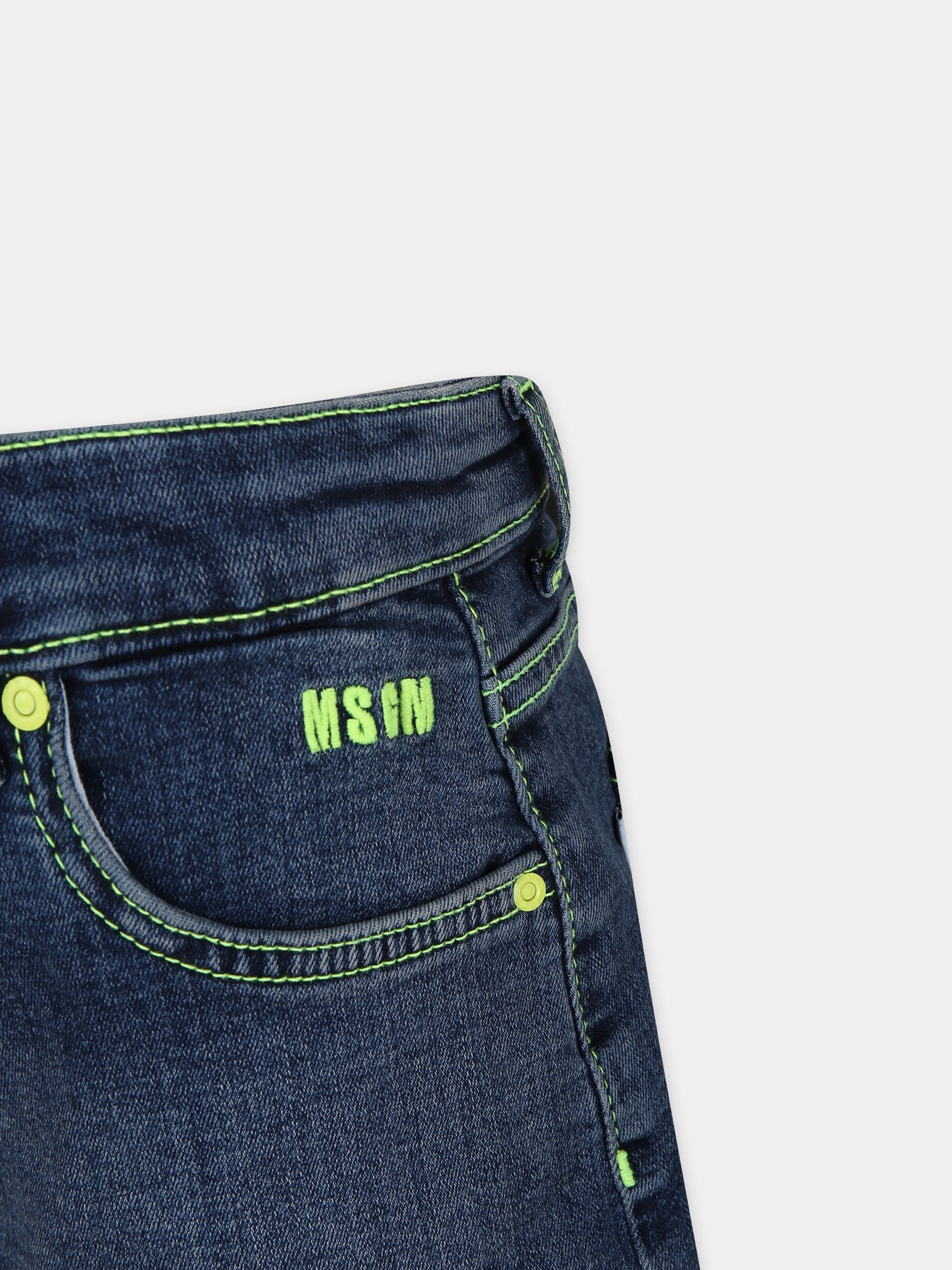 Shorts blu per bambina con logo,Msgm Kids,MS029376 126