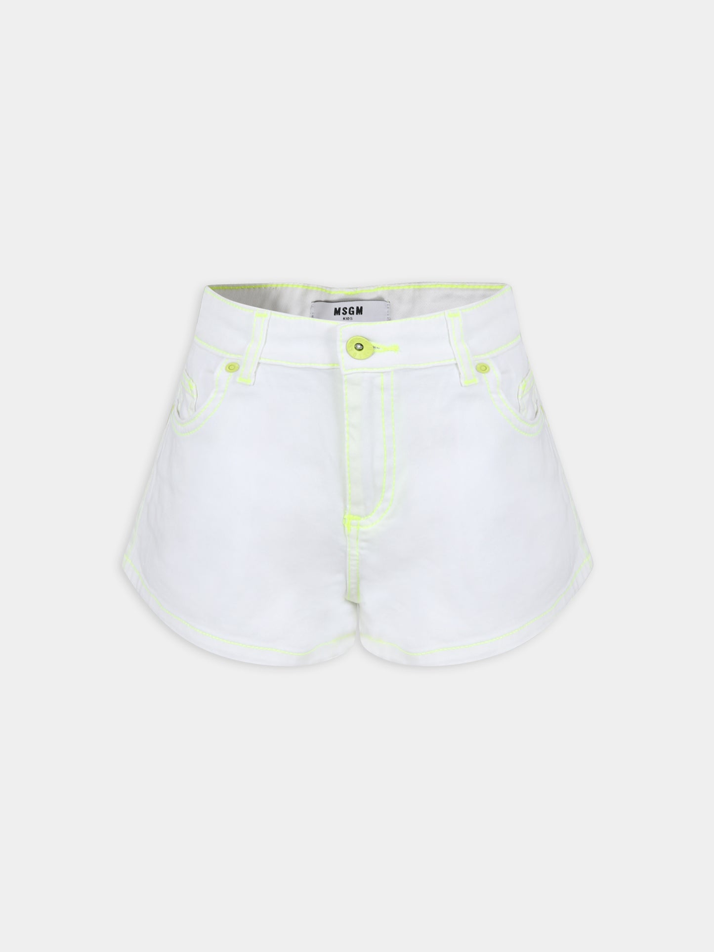 Shorts bianchi per bambina con logo,Msgm Kids,MS029377 001