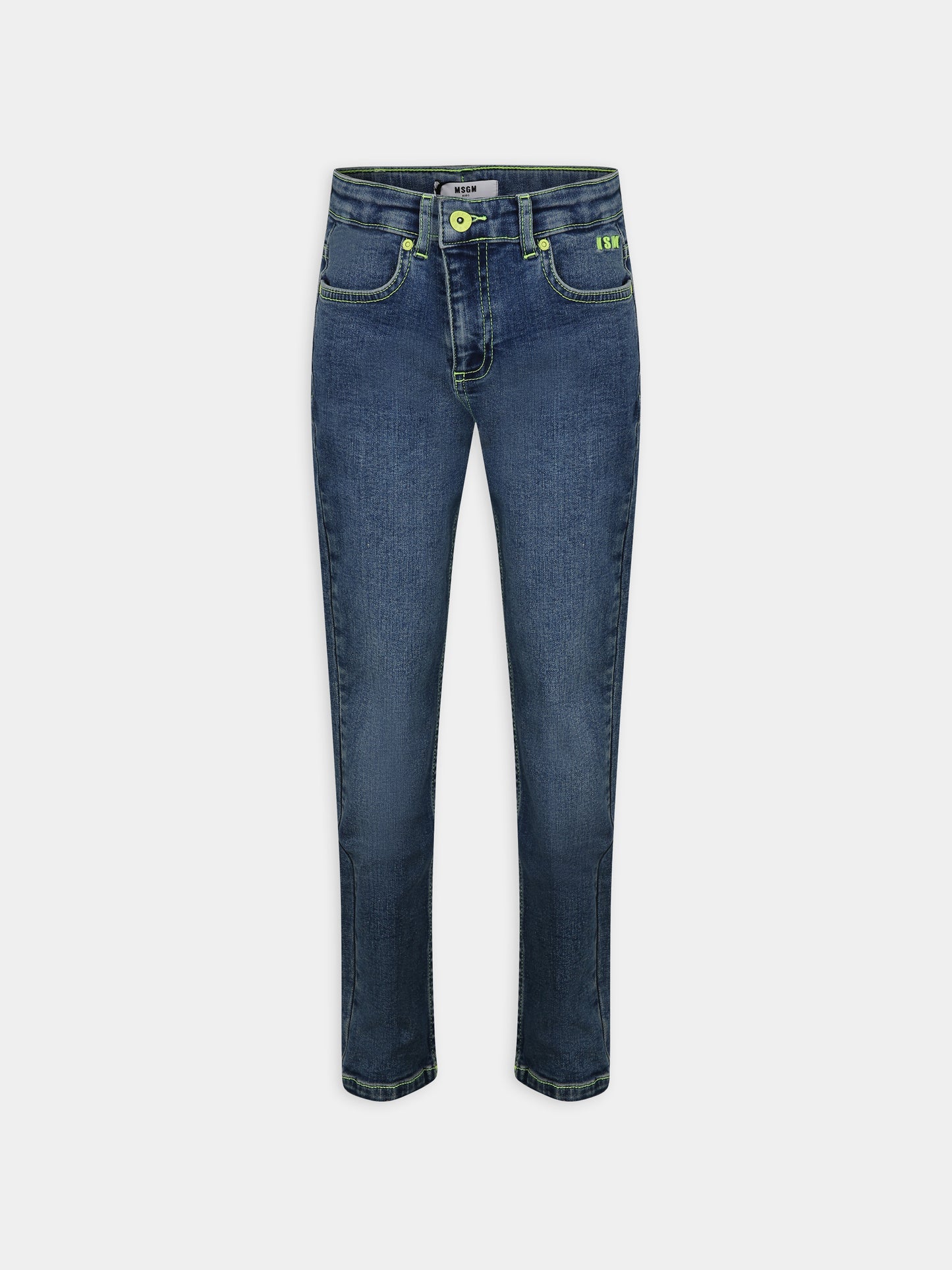 Jeans blu per bambina con logo,Msgm Kids,MS029381 126