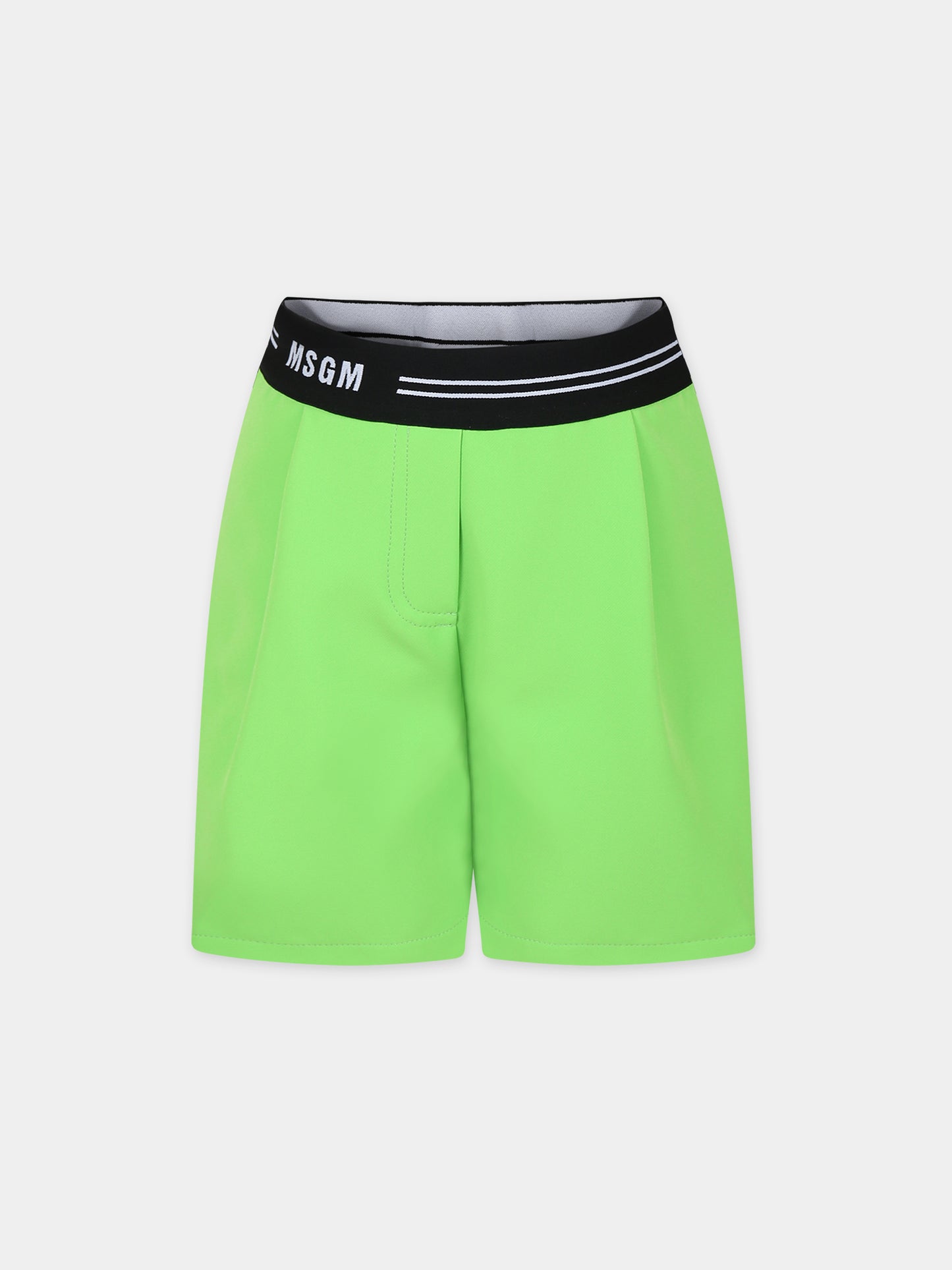 Shorts verdi per bambina con logo,Msgm Kids,MS029410 080