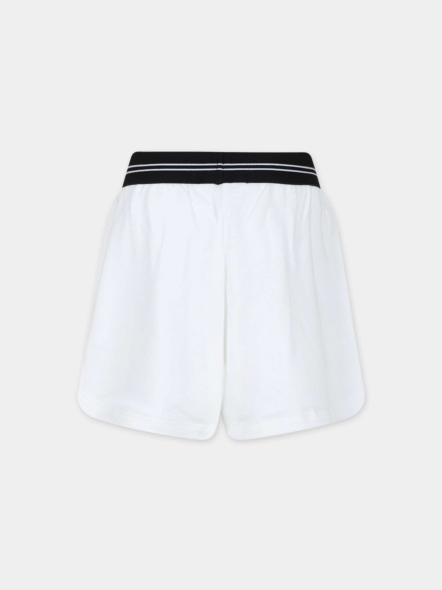 Shorts bianchi per bambina con logo,Msgm Kids,MS029445 001