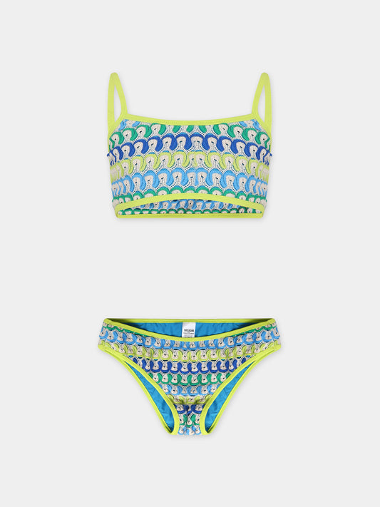 Bikini avorio per bambina con motivo ad onda,Msgm Kids,MS029472 200