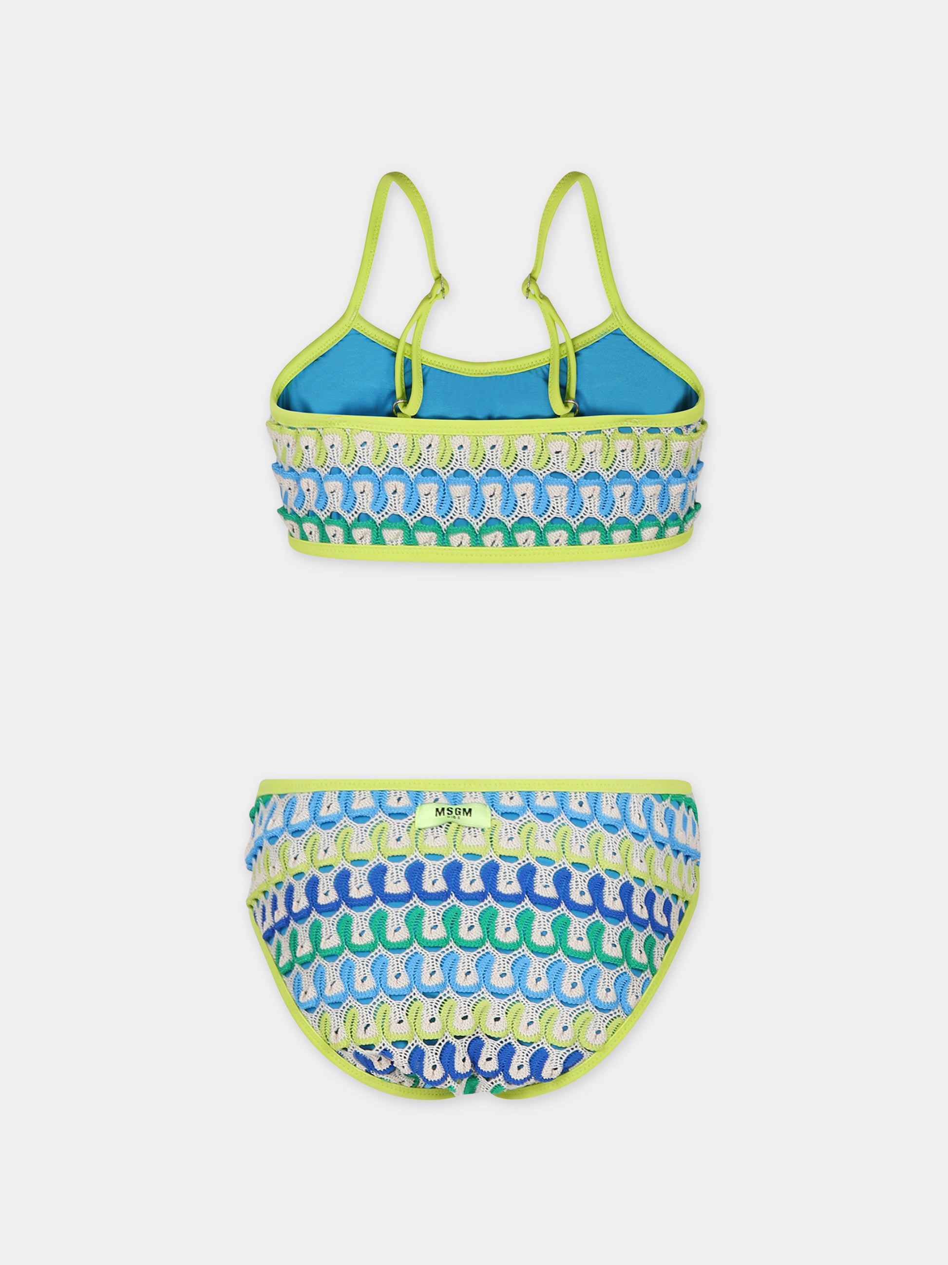 Bikini avorio per bambina con motivo ad onda,Msgm Kids,MS029472 200