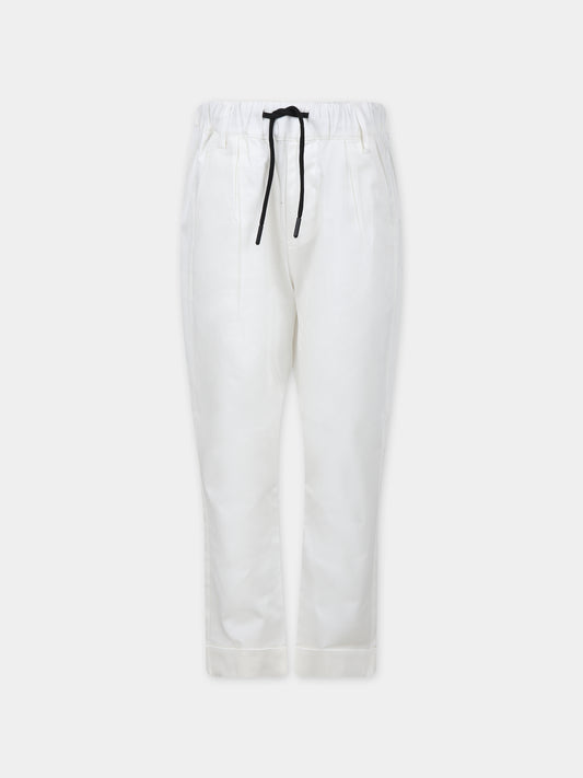 Pantaloni avorio per bambino con logo,Msgm Kids,MS029540 002