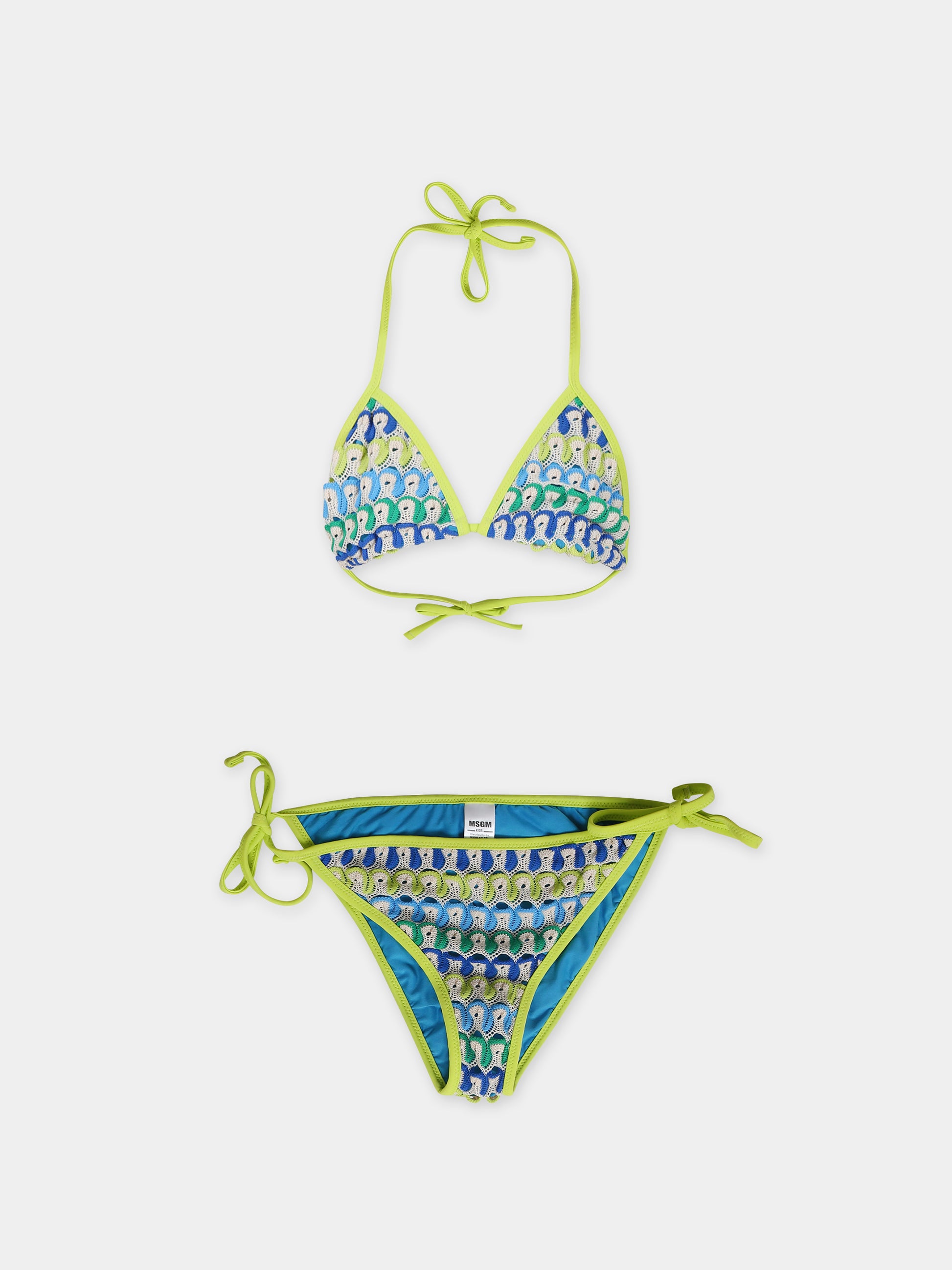 Bikini avorio per bambina con motivo ad onda,Msgm Kids,MS029544 200