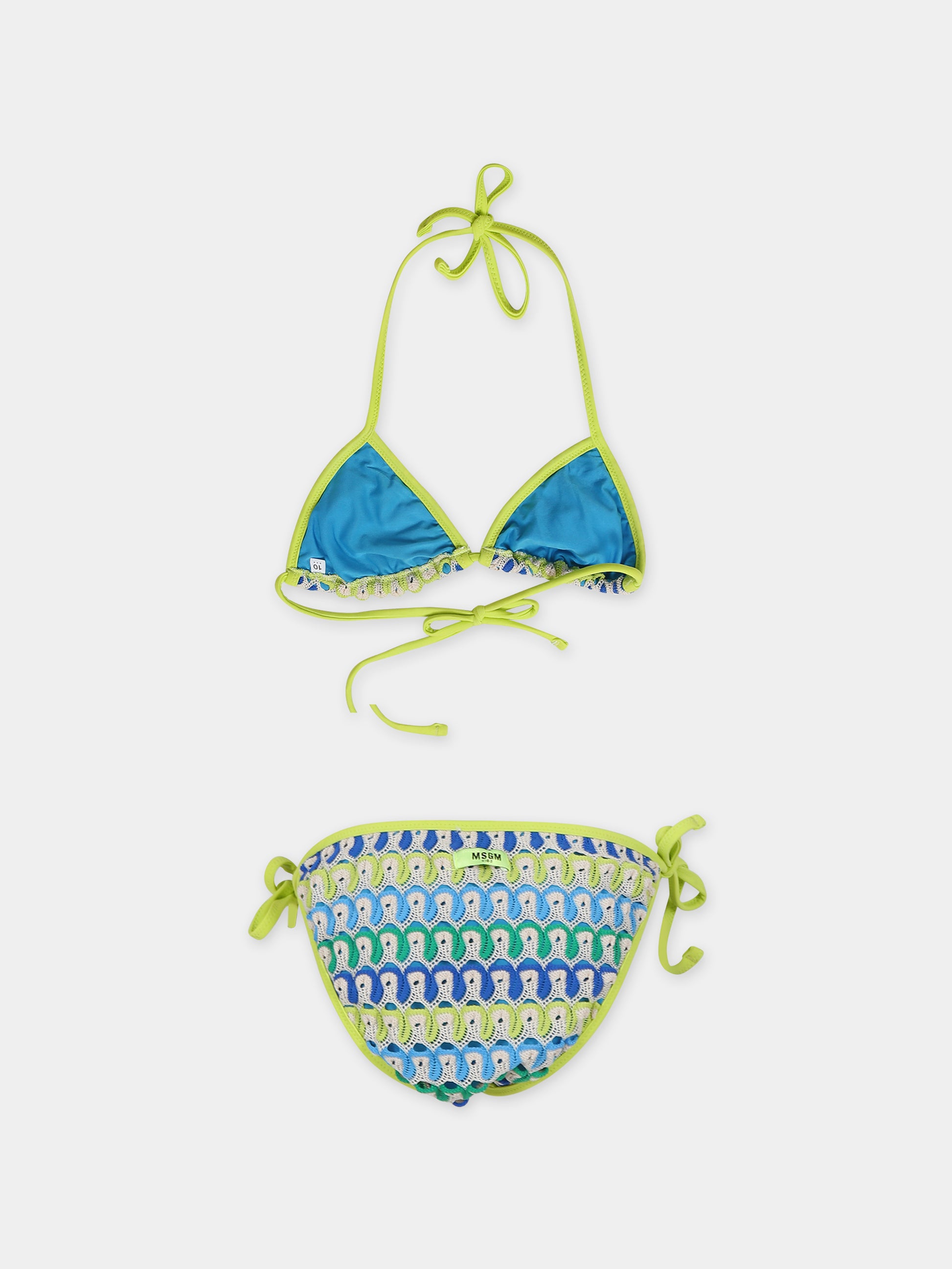 Bikini avorio per bambina con motivo ad onda,Msgm Kids,MS029544 200