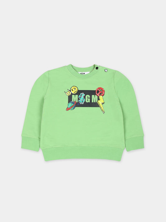 Felpa verde per neonato con logo e stampa,Msgm Kids,MS029559 902