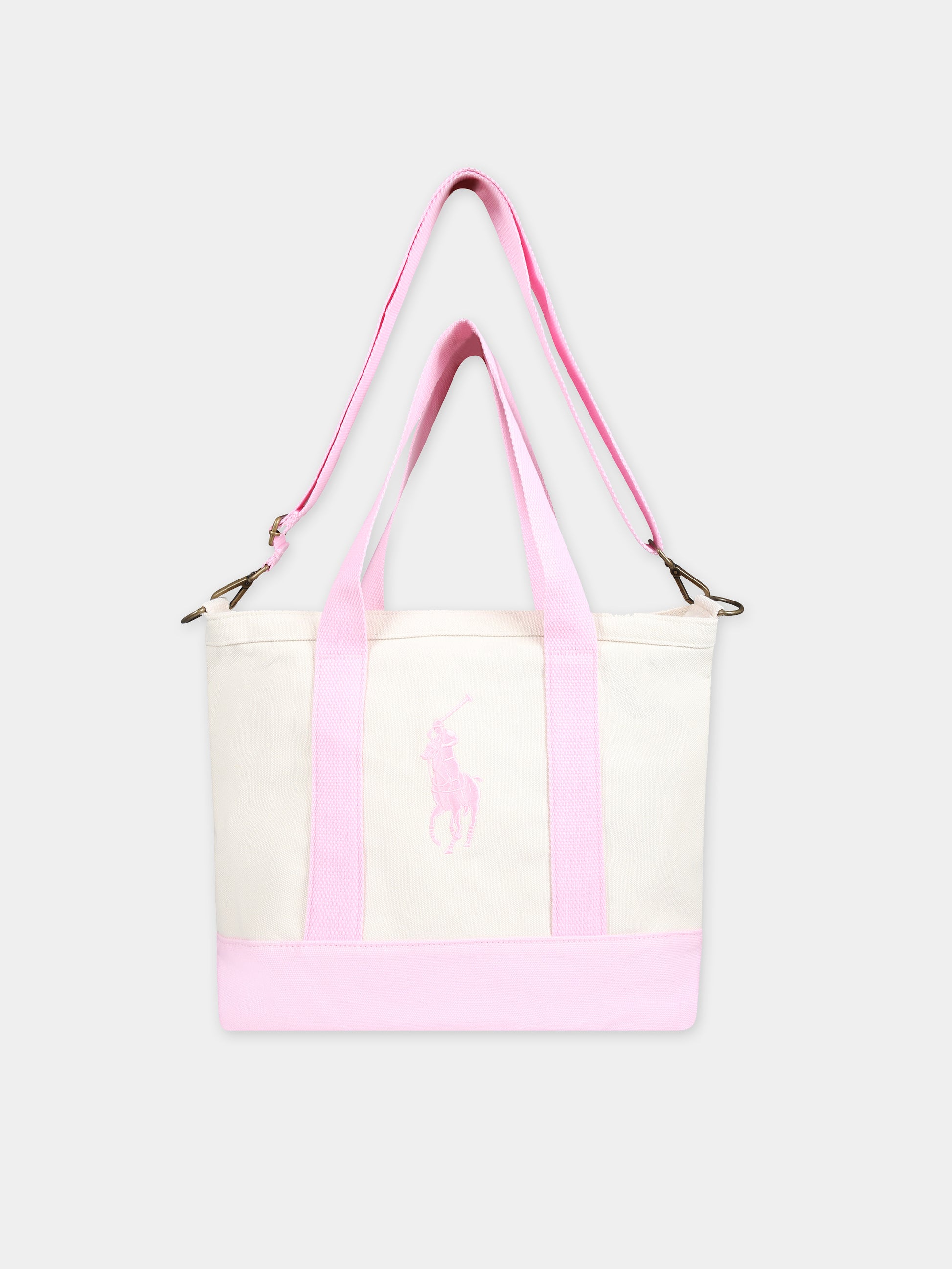 Borsa avorio per bambina con cavallino,Ralph Lauren Kids,24SMRL9AR023 W2Q