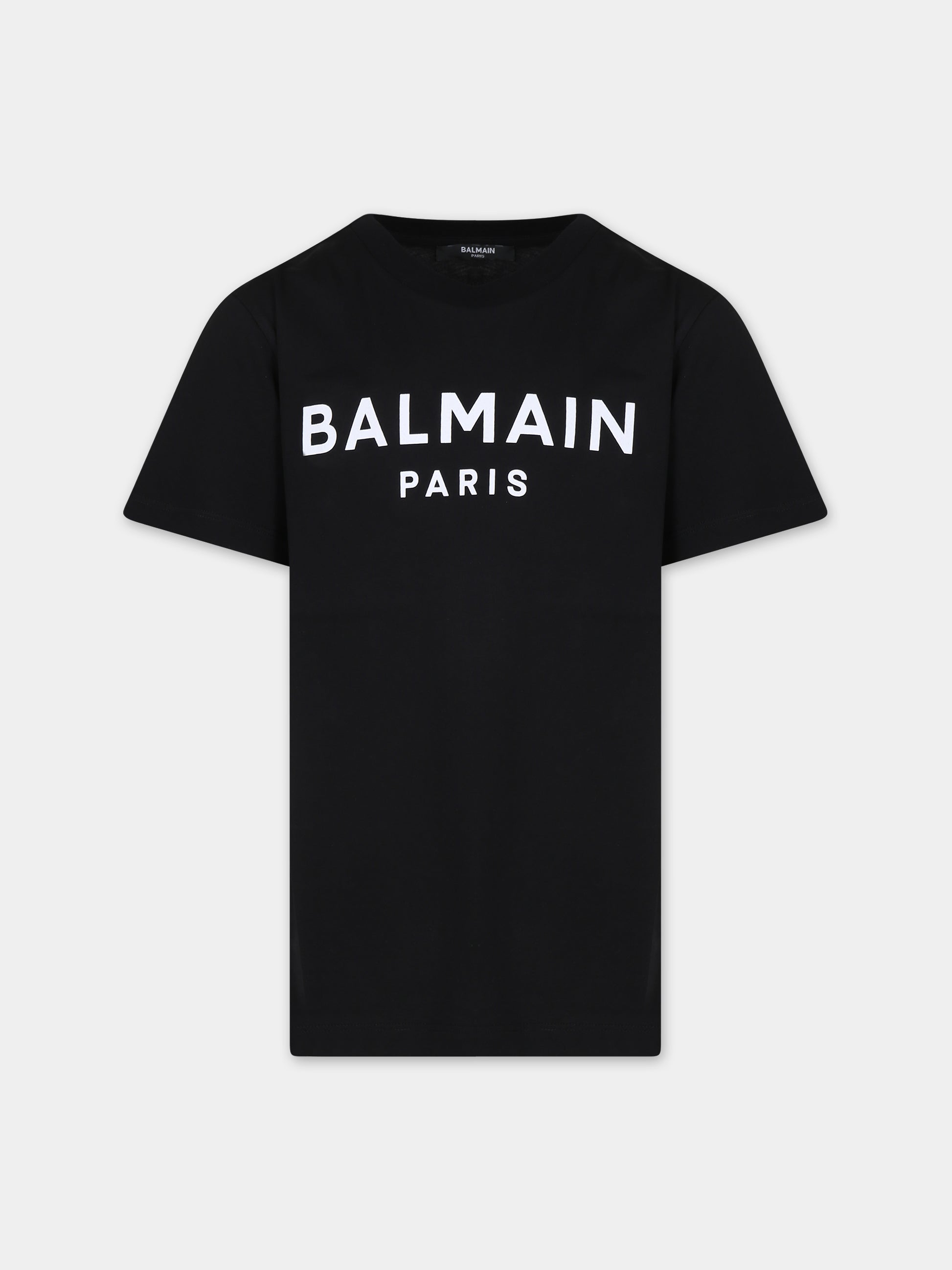T-shirt nera per bambini con logo,Balmain Kids,BT8P41 Z0082 930BC