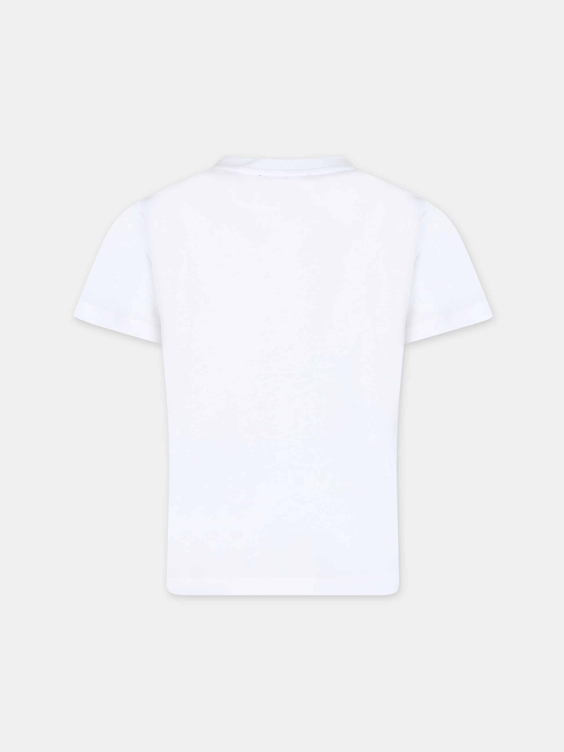 T-shirt bianca per bambino con logo,Balmain Kids,BS8R01 Z0082 100AG