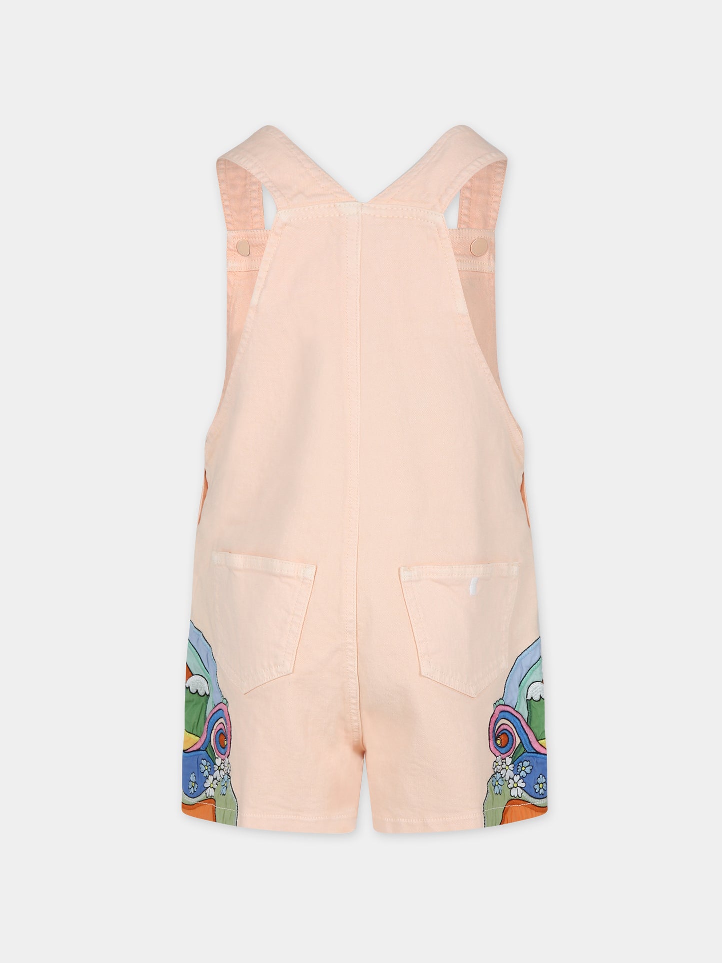 Salopette rosa per bambina con ricami floreali,Stella Mccartney Kids,TSAA12 Z0156 504