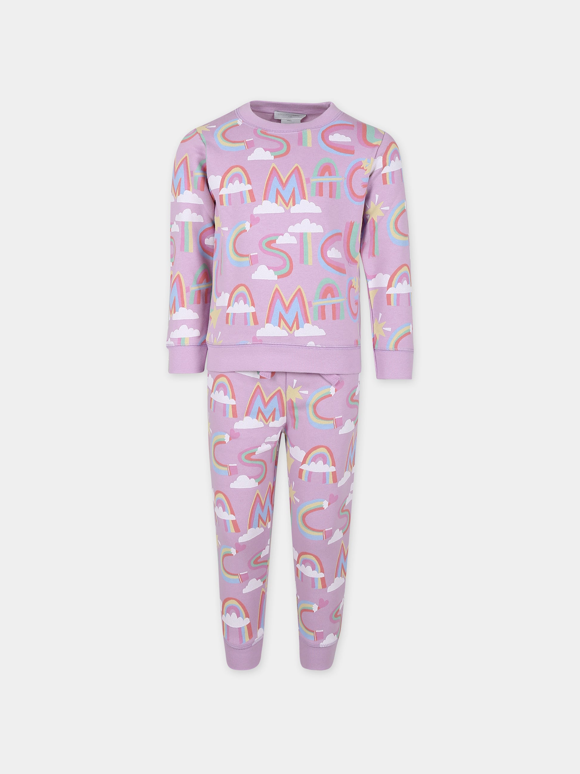 Completo viola per bambina con logo arcobaleno all-over,Stella Mccartney Kids,TT3A10 Z1357 516MC