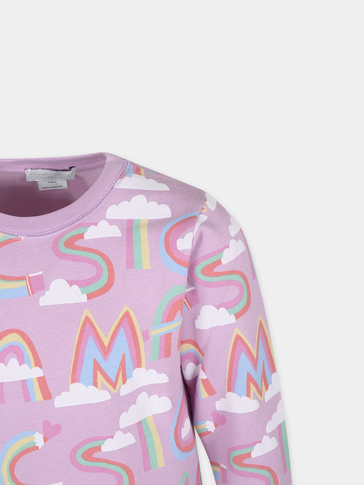 Felpa viola per bambina con logo arcobaleno all-over,Stella Mccartney Kids,TT4A90 Z1357 516MC