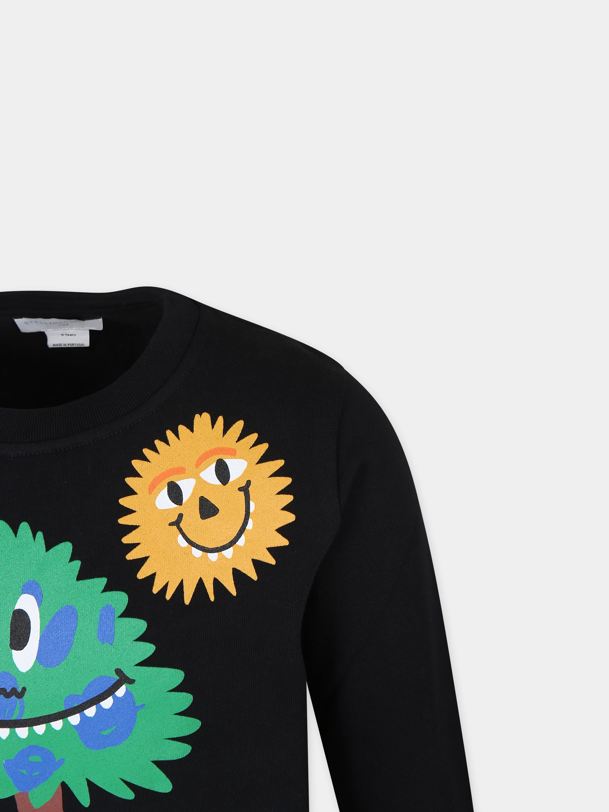 Felpa nera per bambino con stampa mostri,Stella Mccartney Kids,TT4Q70 Z0447 930